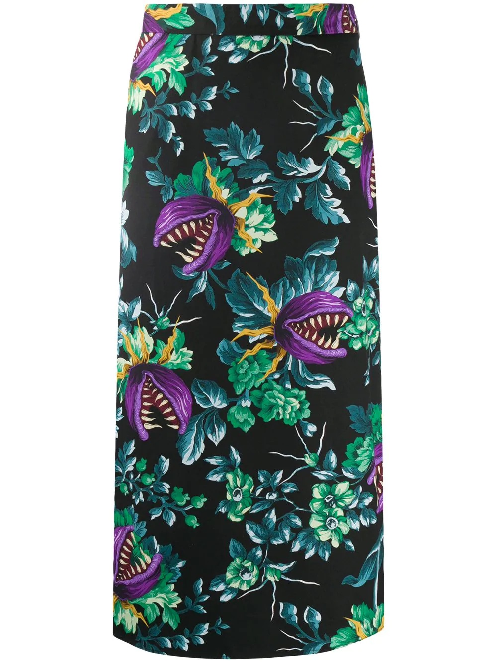 floral print cotton pencil skirt - 1