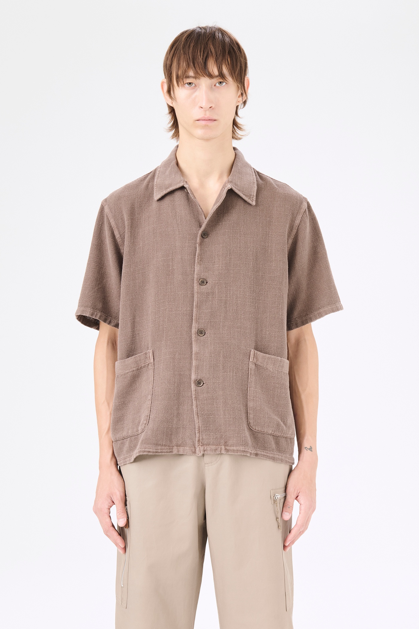 Elder Shirt Shortsleeve Brown Sparse Panama - 3