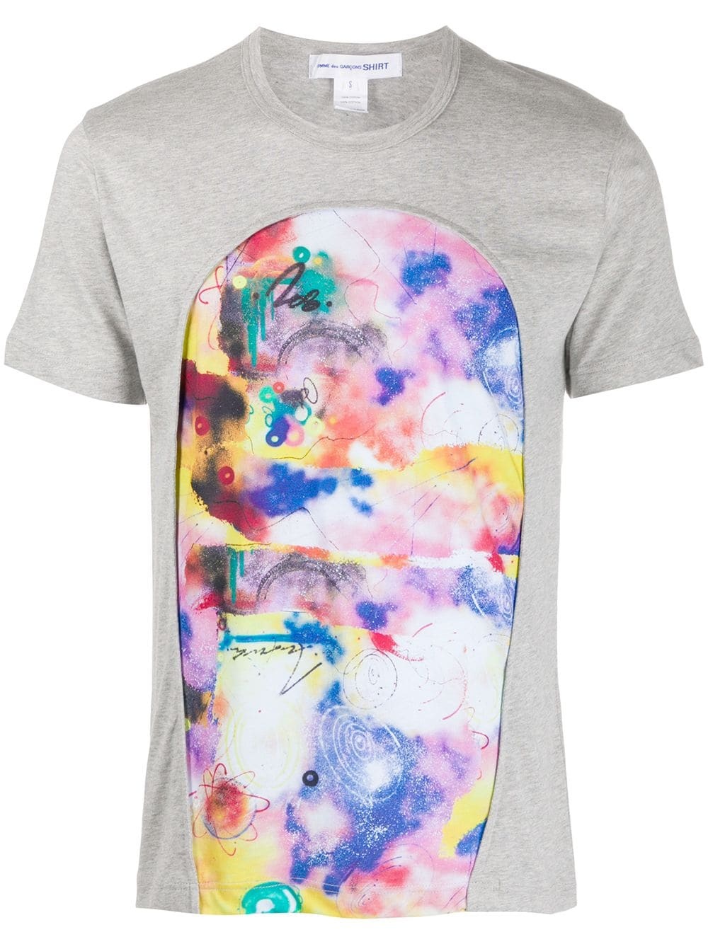 abstract-panelled coton T-shirt - 1