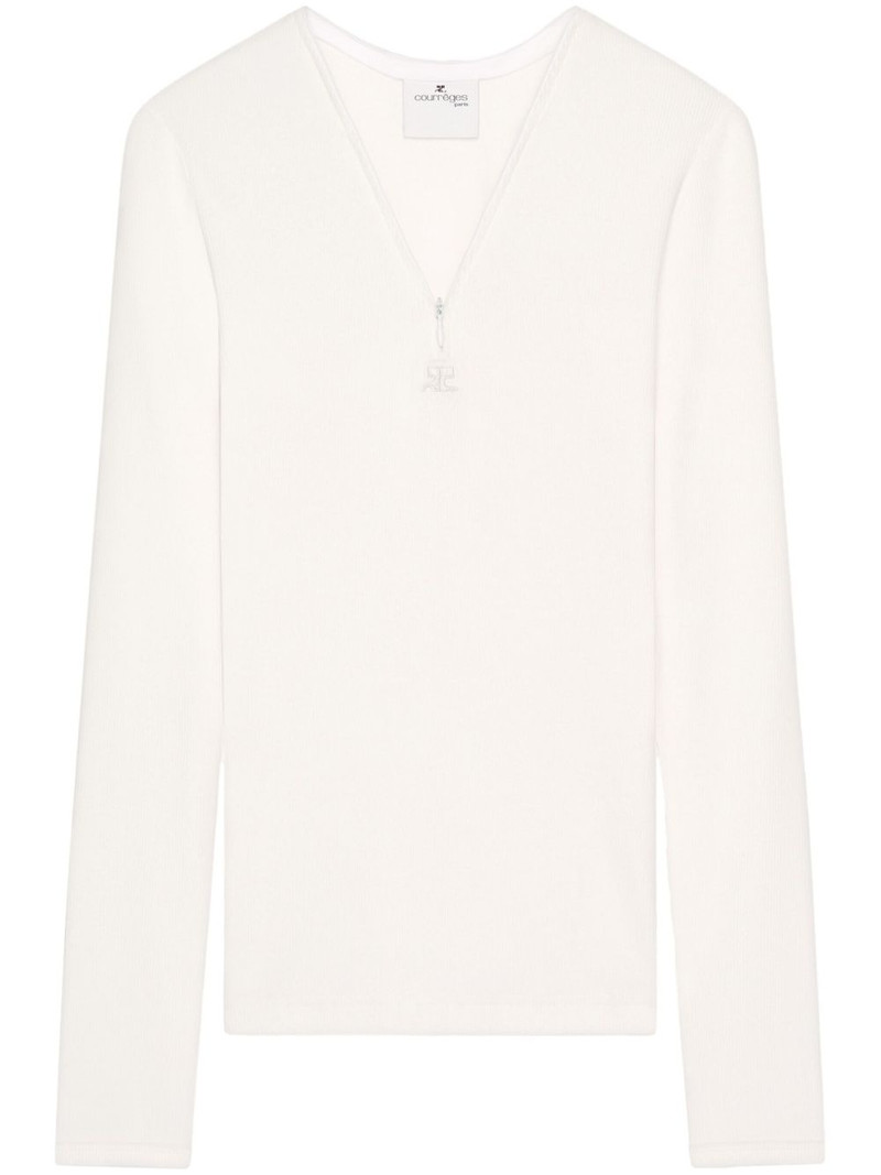 90's zip-neck T-shirt 1
