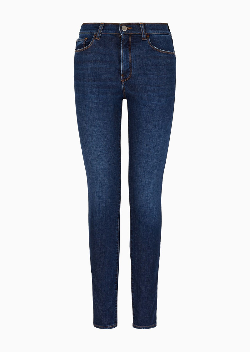 J20 High-waisted super-skinny leg jeans in a worn-look stretch denim 1