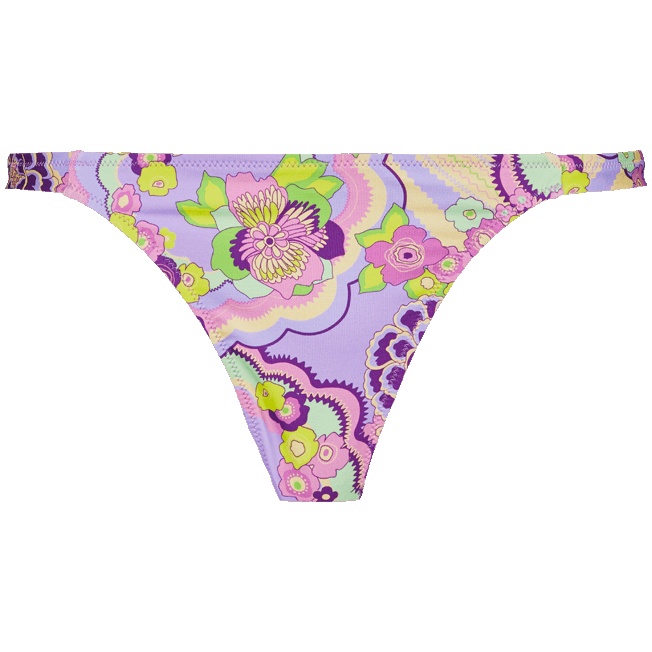 Women Bikini Bottom Rainbow Tanga Flowers - 1
