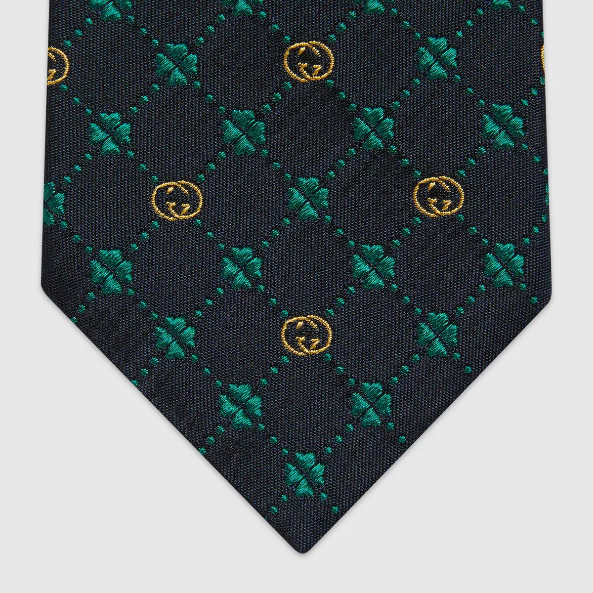 Interlocking G and clover silk tie - 3