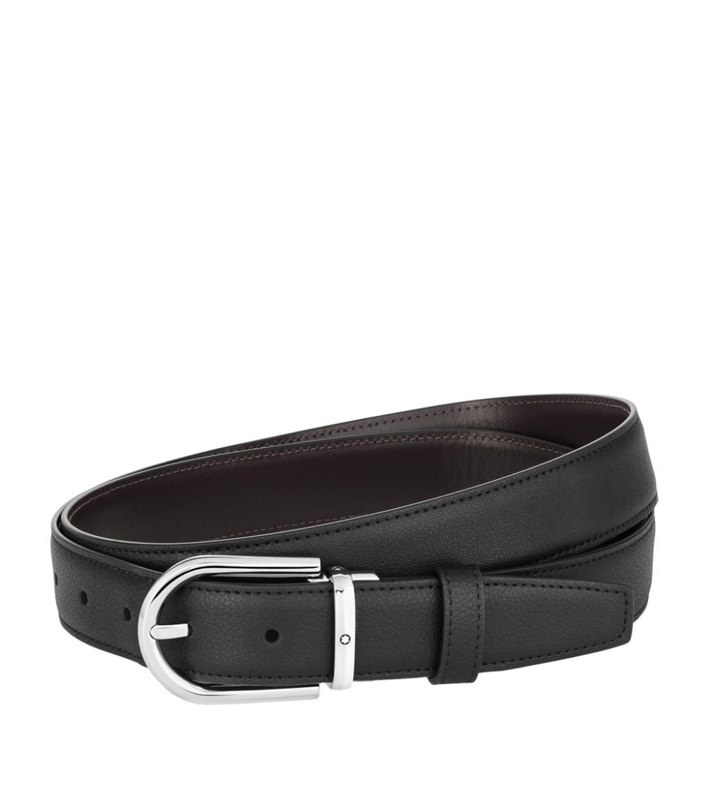 Horseshoe buckle blue 35 mm leather belt - Luxury Belts