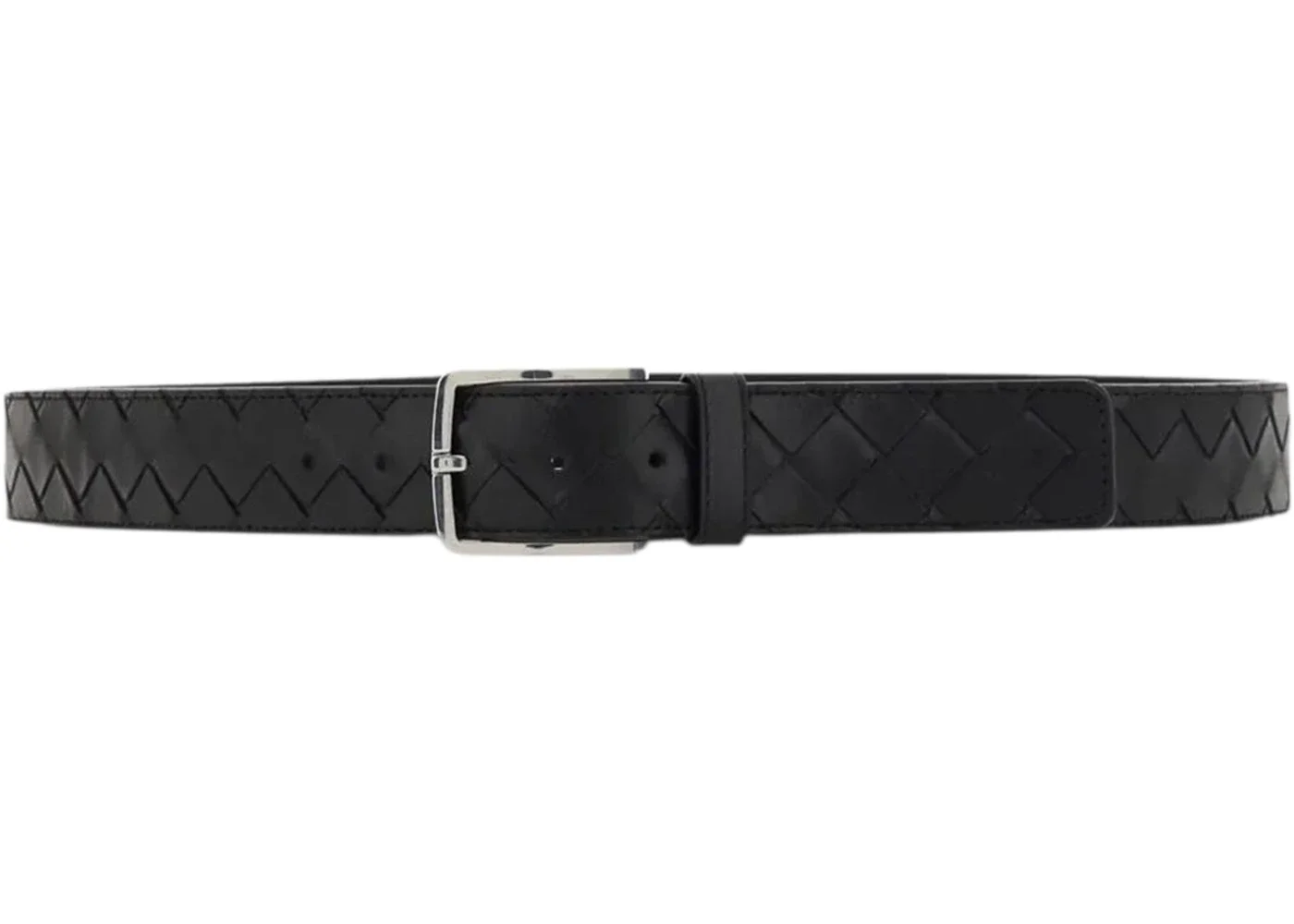 Bottega Veneta Intrecciato Weave Leather Belt Black - 1