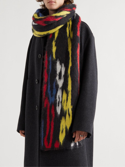 SAINT LAURENT Logo-Appliquéd Intarsia-Knit Scarf outlook