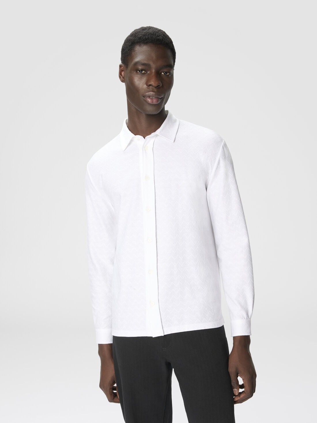 Zigzag Jersey Cotton Shirt Tone on Tone - 4
