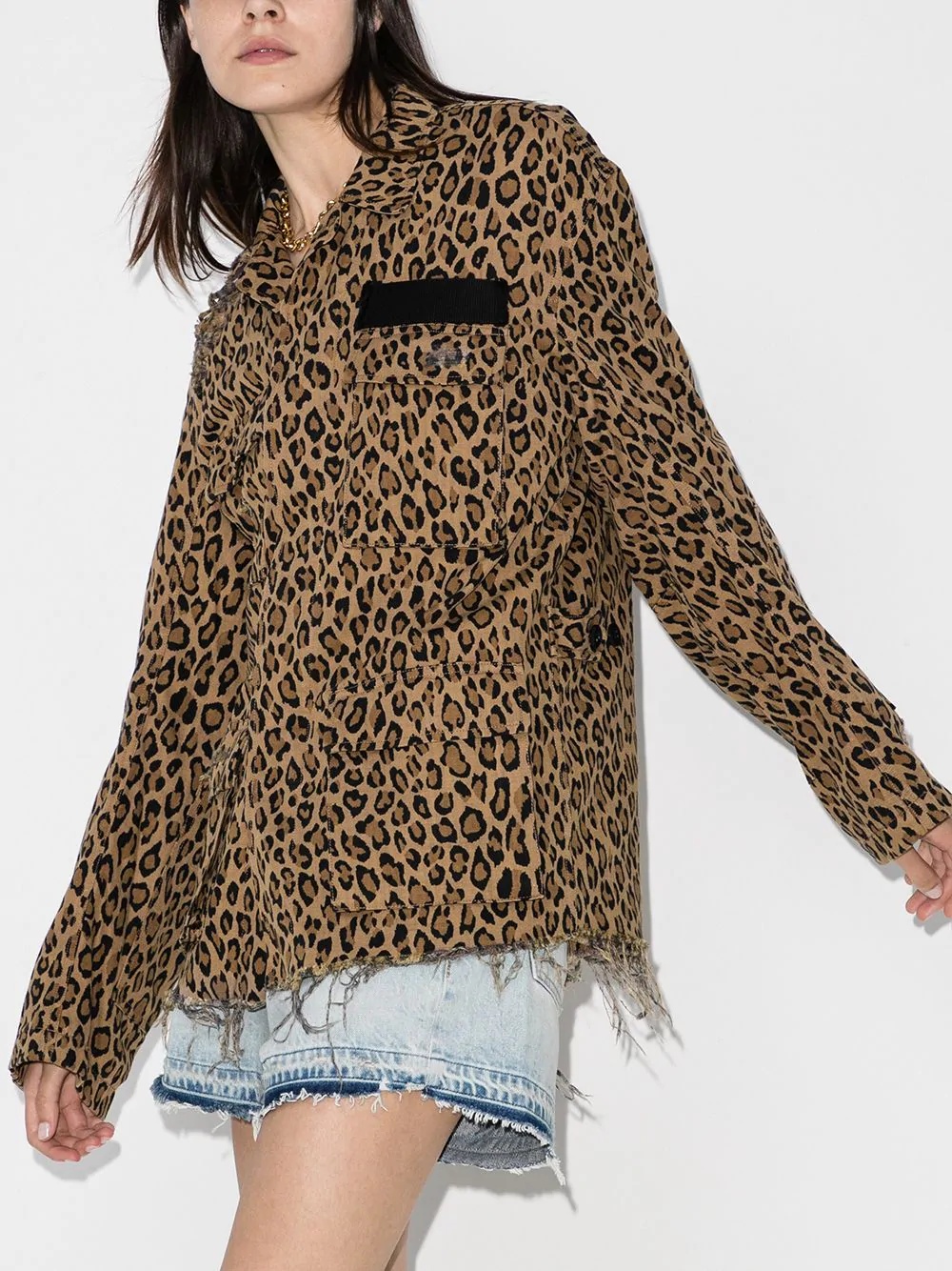 shredded leopard print jacket - 2