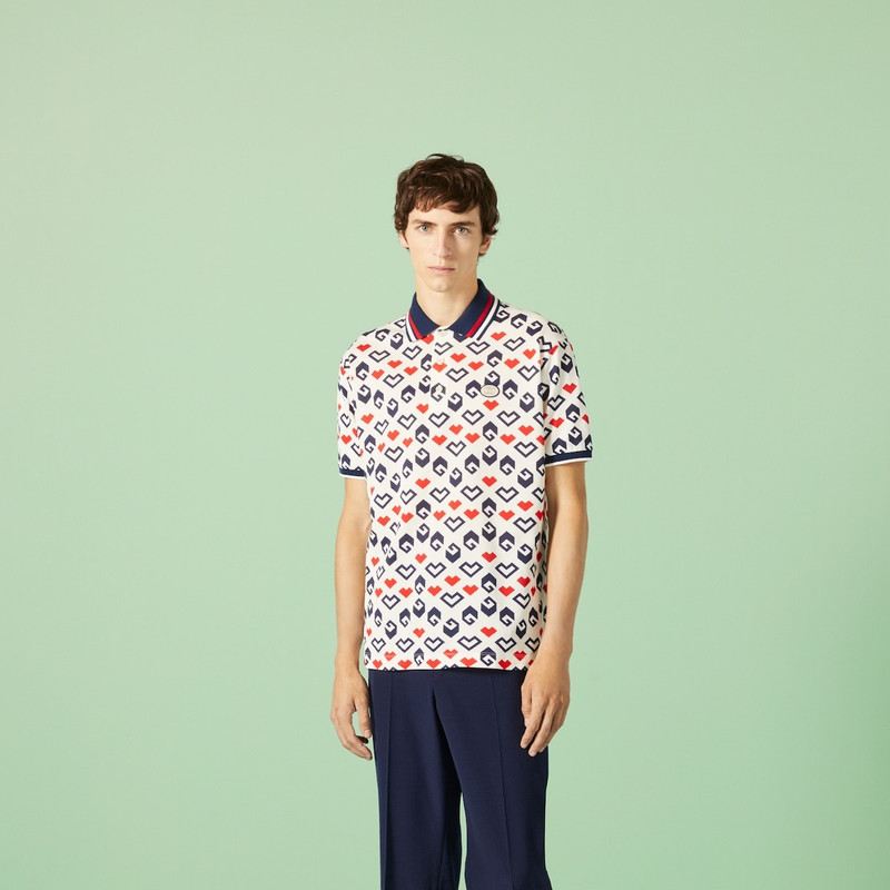 Square G print cotton piquet polo 5