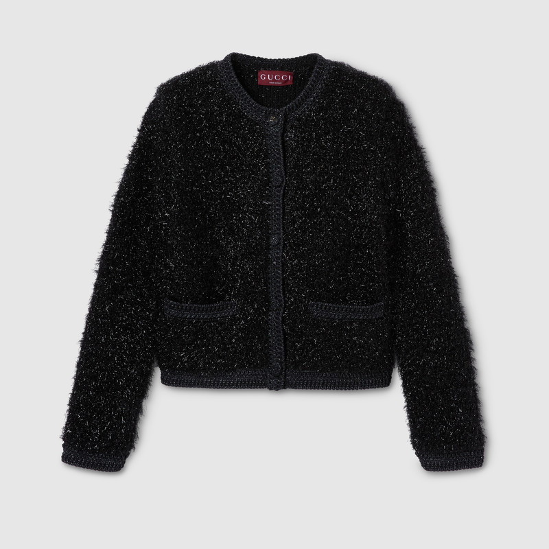 Shiny chunky wool cardigan 1