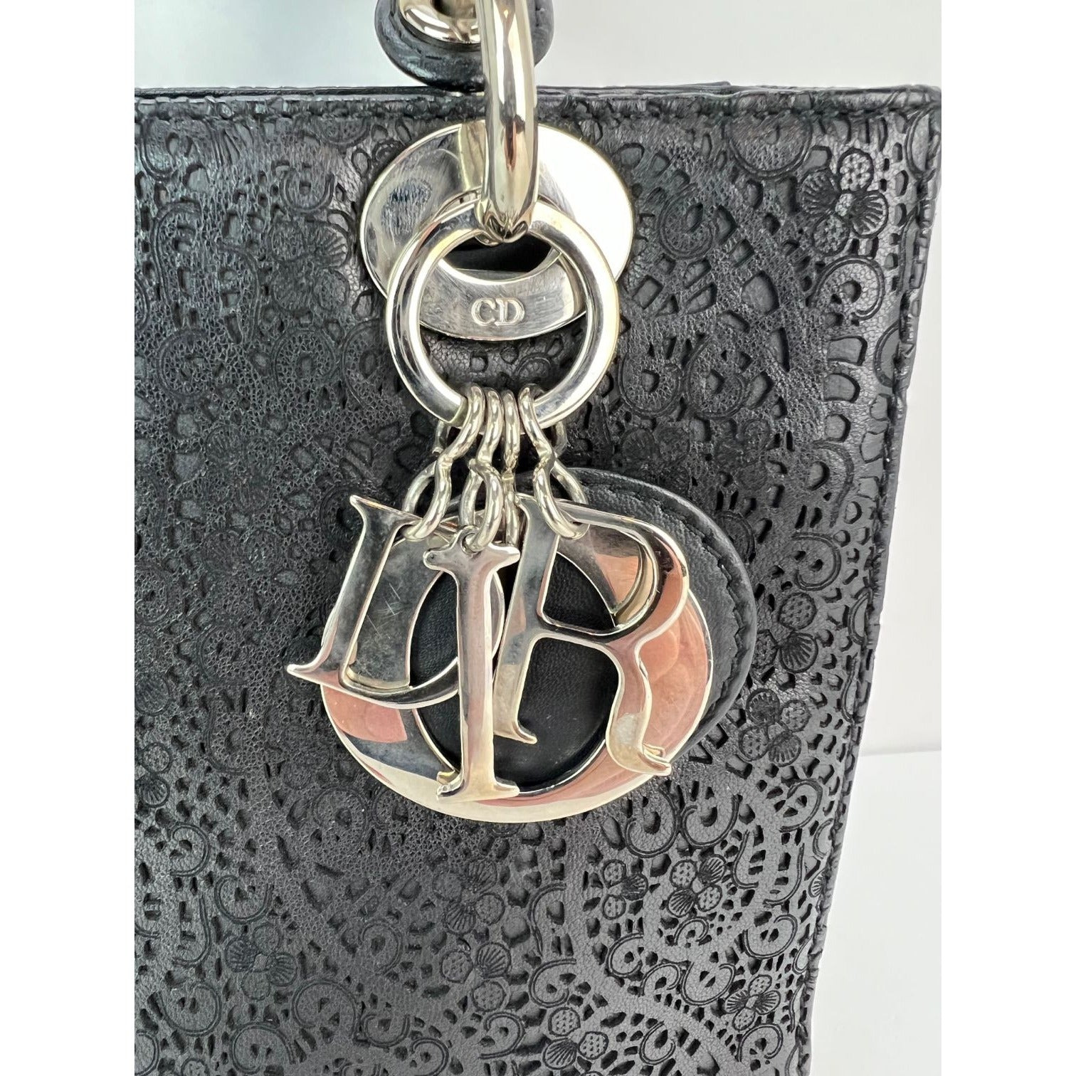 Christian Dior Medium Lady Laced Black Leather Limited Edition Shoulder Bag - 10