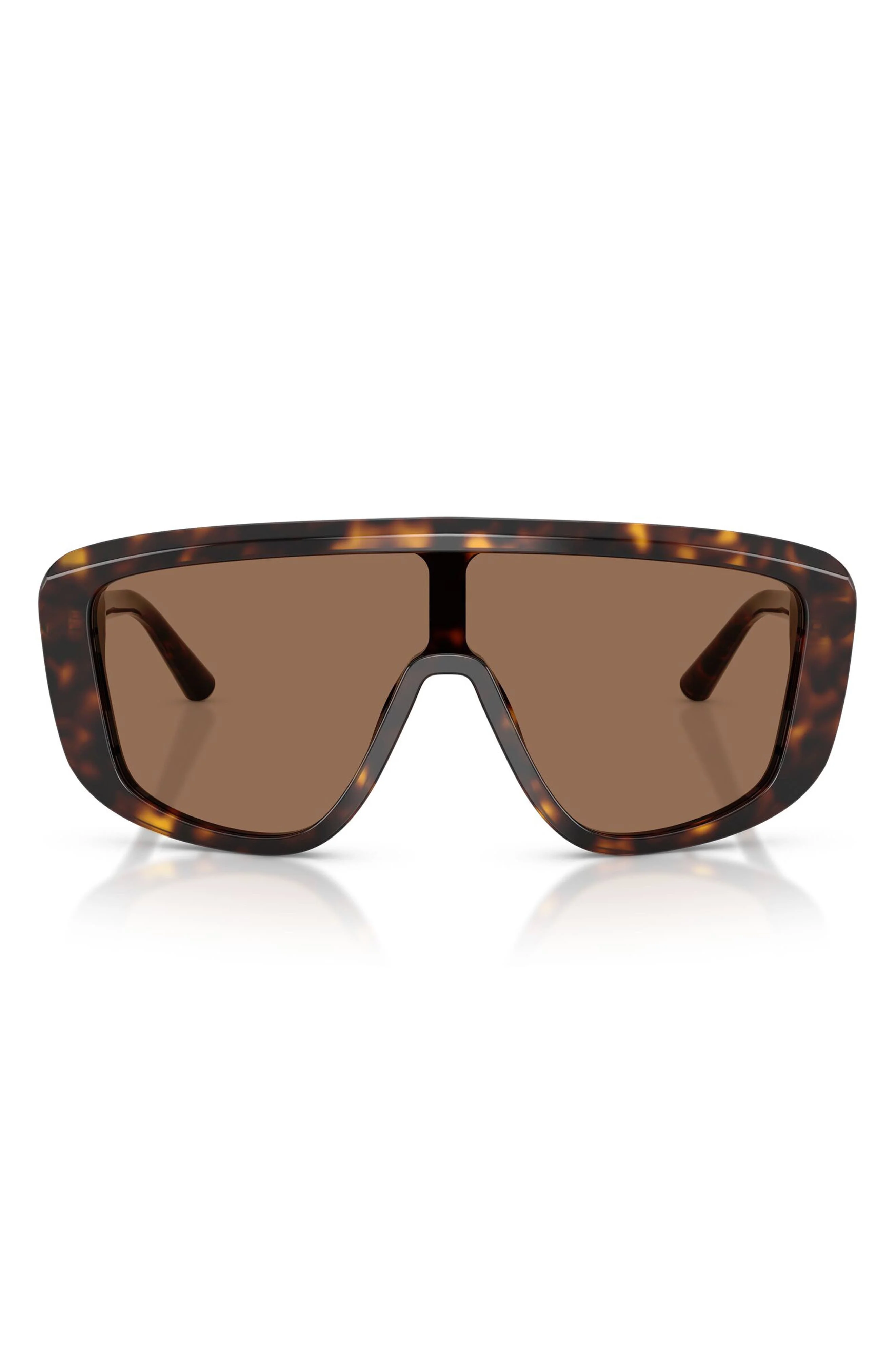 Dolce&Gabbana 128mm Rectangular Shield Sunglasses in Havana /Dark Brown at Nordstrom - 1