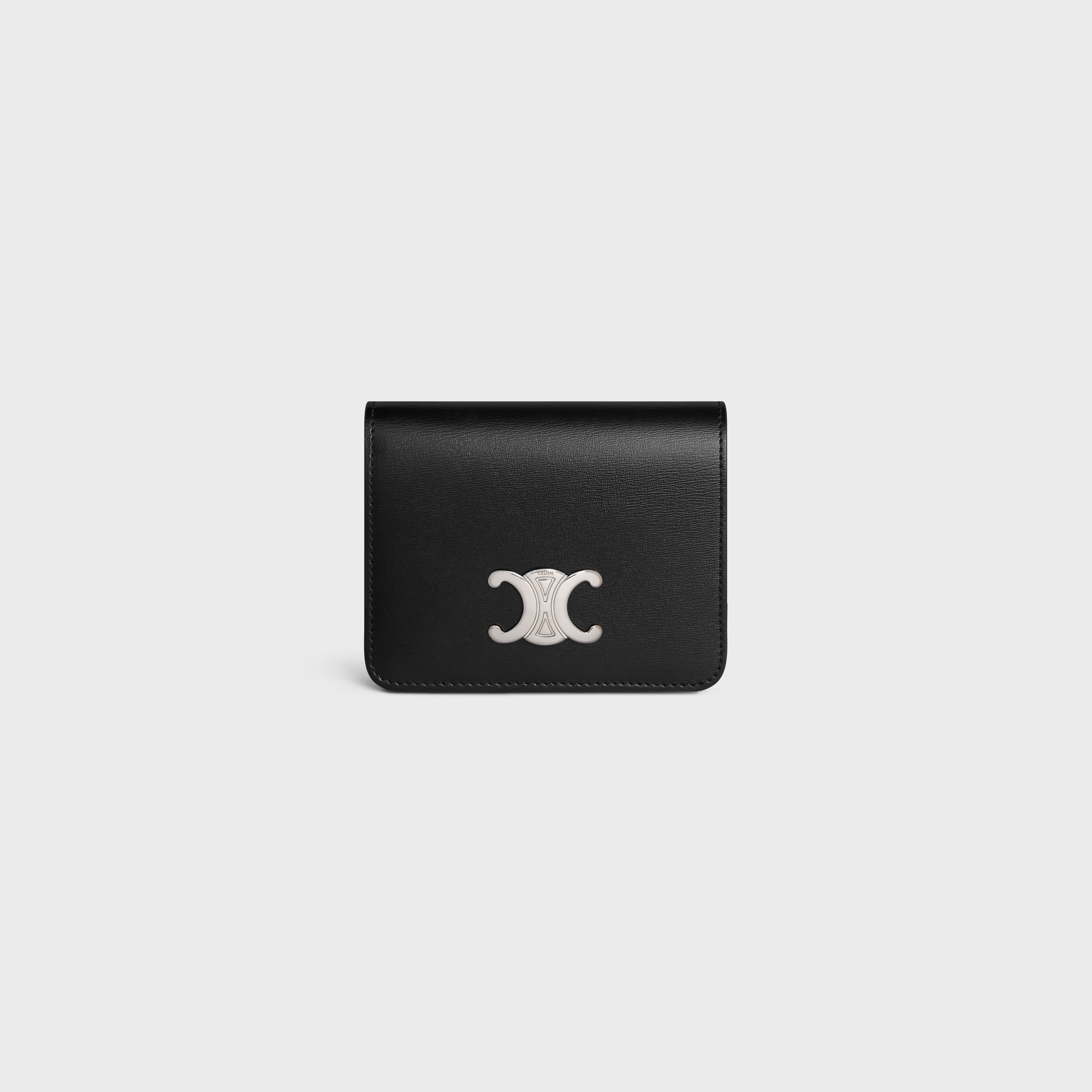 TRIOMPHE COMPACT WALLET Shiny Calfskin BLACK - 1