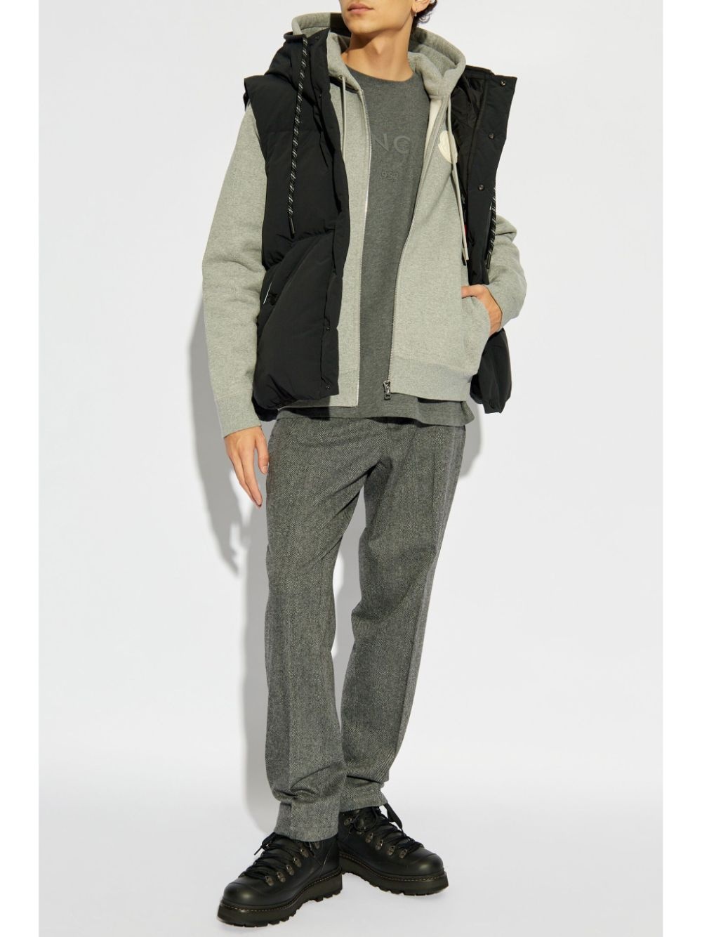 herringbone pattern tailored trousers - 2