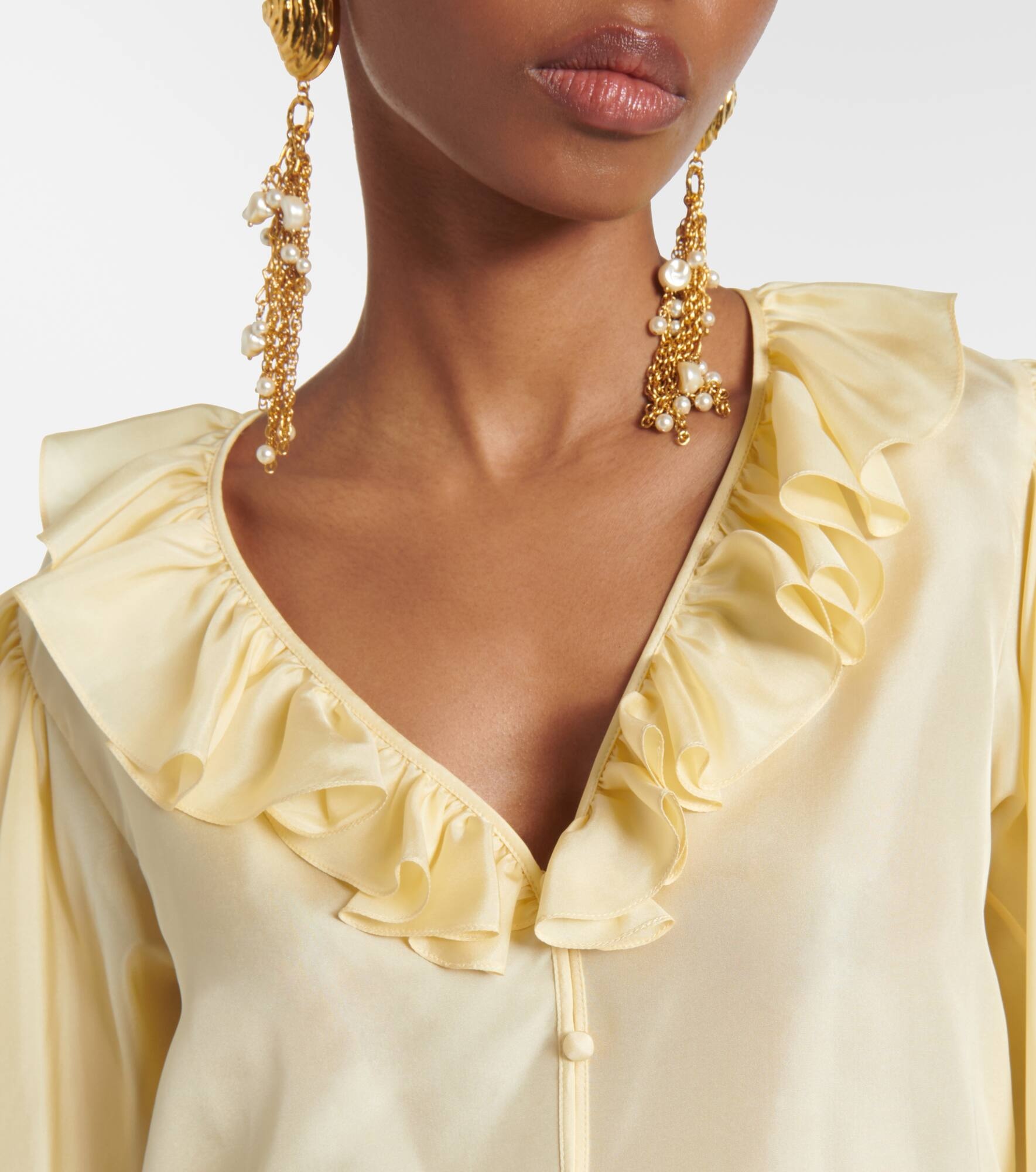 Ruffled silk habutai blouse - 4