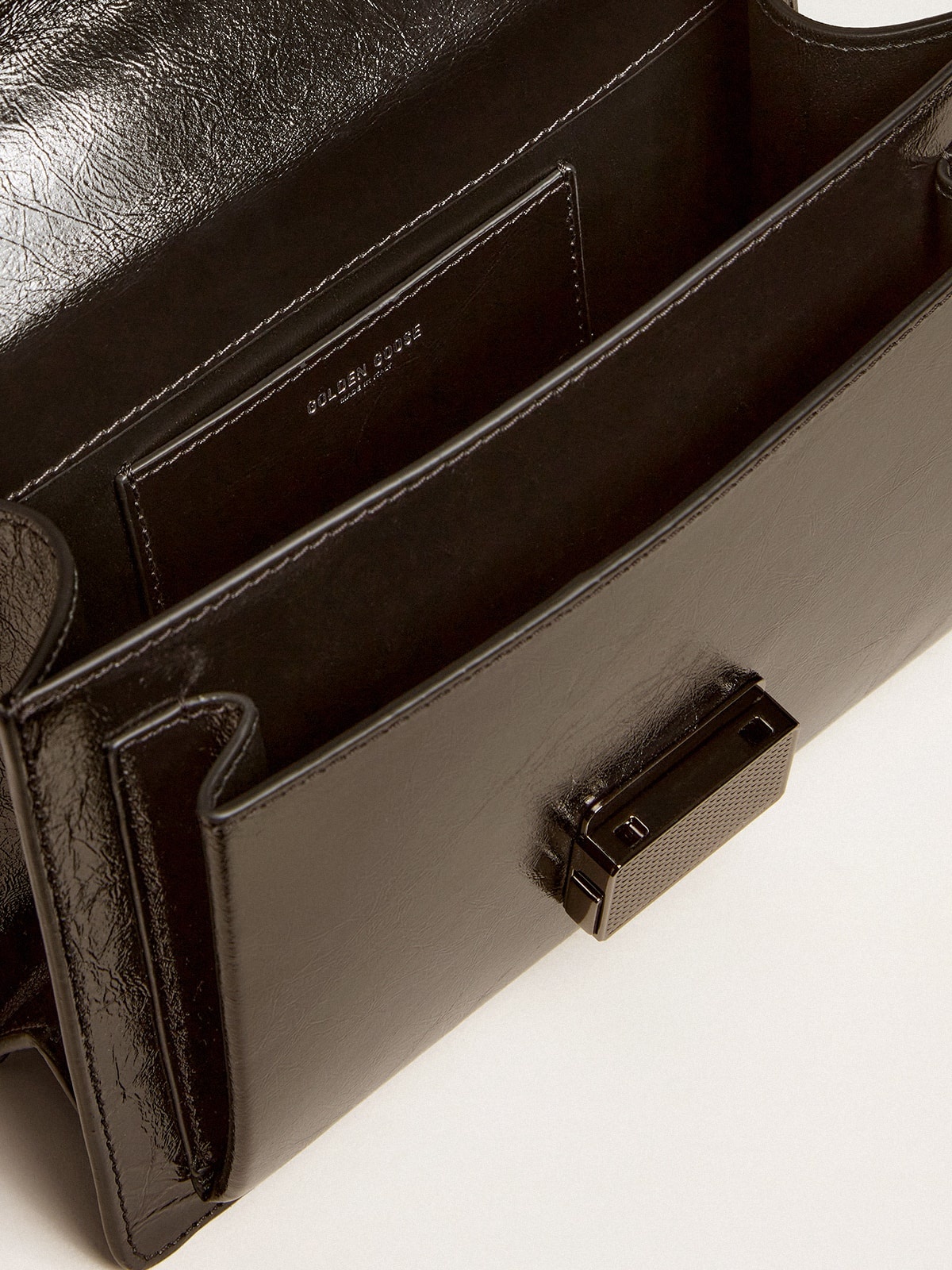 Venezia Bag in black metallic leather with black details - 4