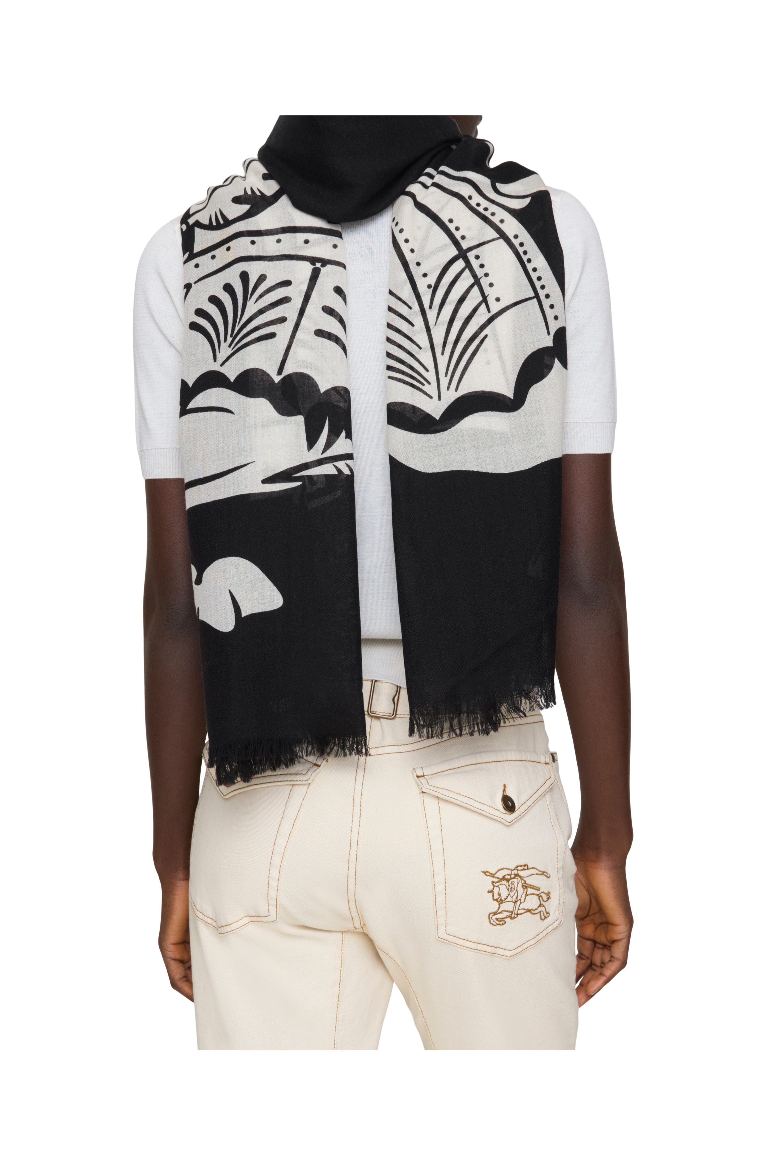 burberry Wide EKD Wool Scarf in Black/calico at Nordstrom - 3