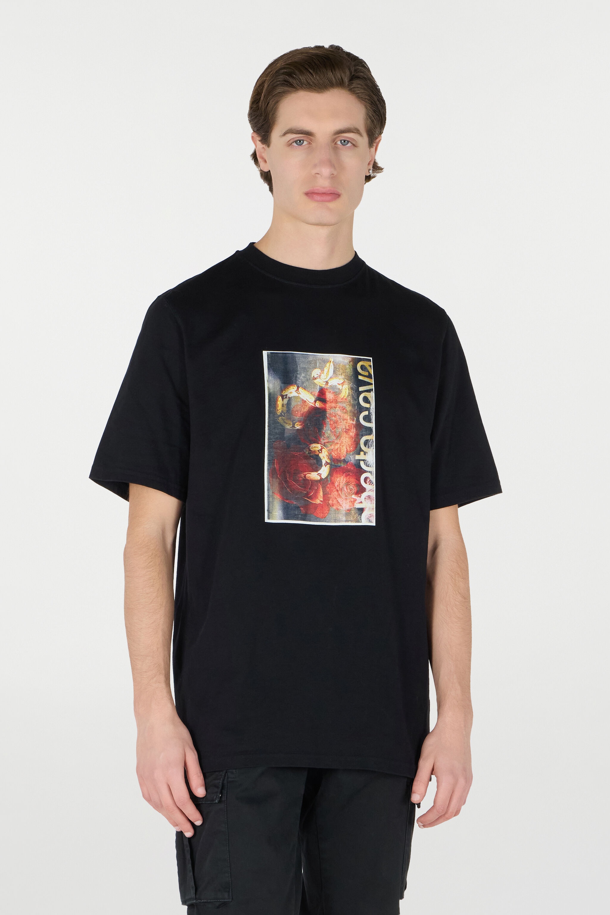 T-Shirt With Distressed-Effect Snake And Rose Print - 3