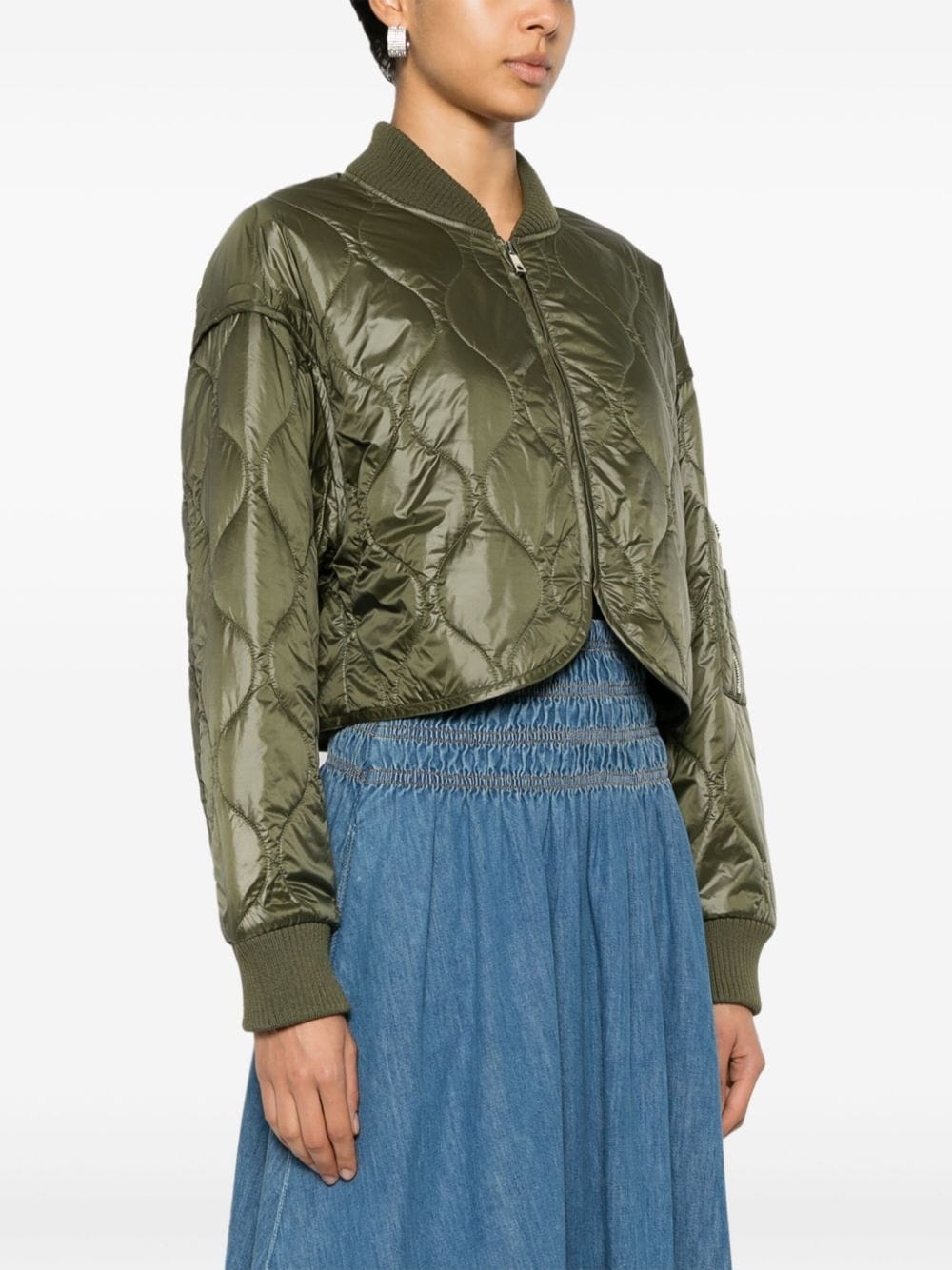 cropped quilted bomber jacket - 3