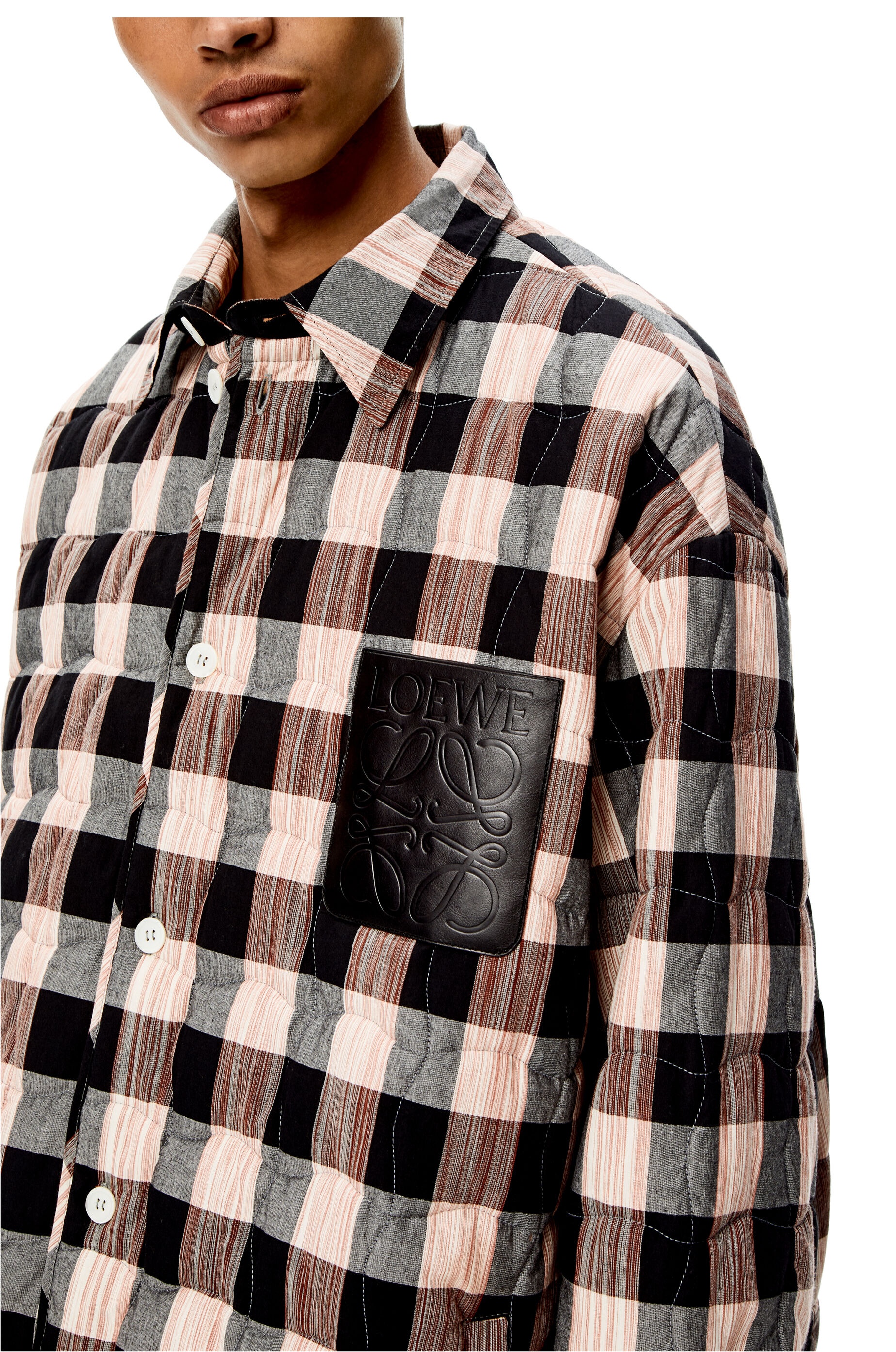 Quilted check hooded shirt in cotton - 5