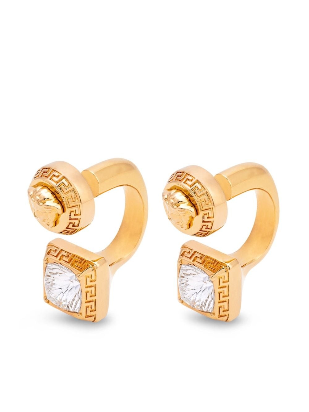 crystal-embellished Greca earrings - 1