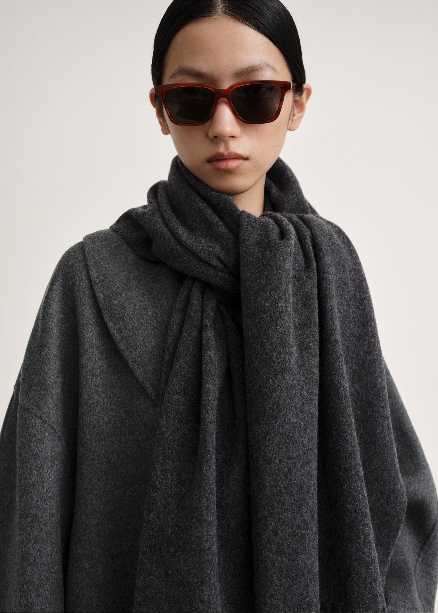 Classic wool scarf dark grey mélange - 3