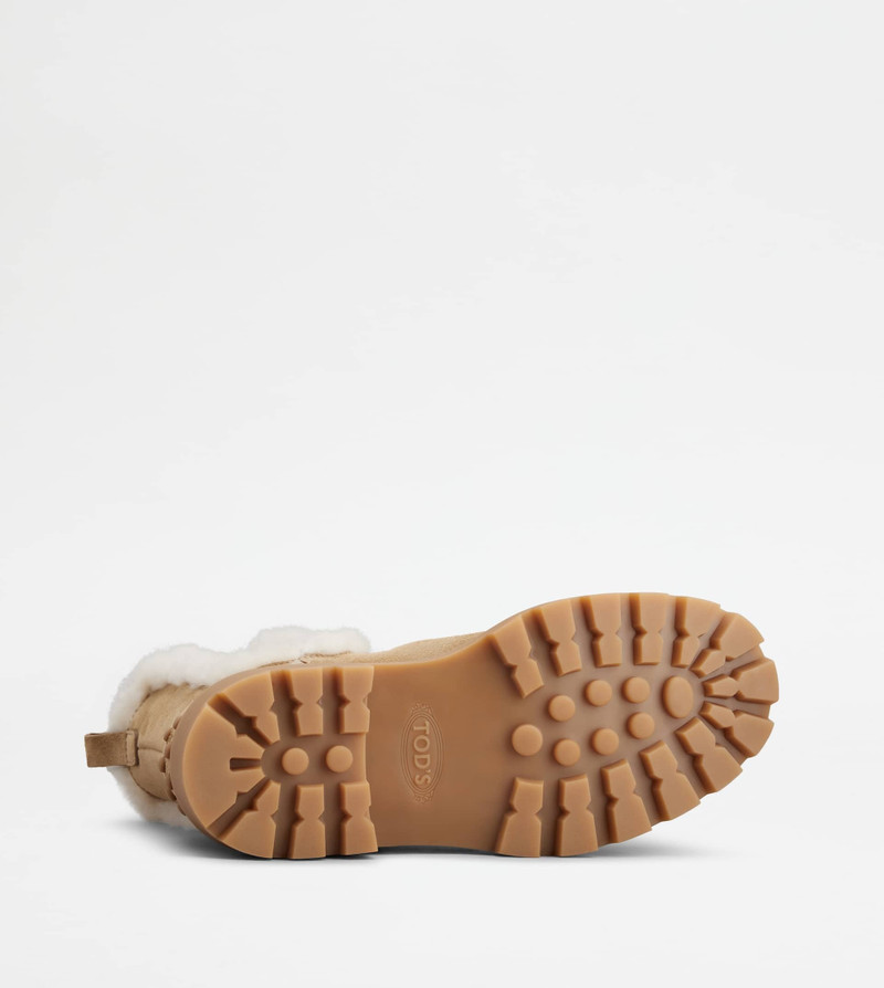 TOD'S CHELSEA BOOTS IN SUEDE AND SHEEPSKIN - BROWN 4
