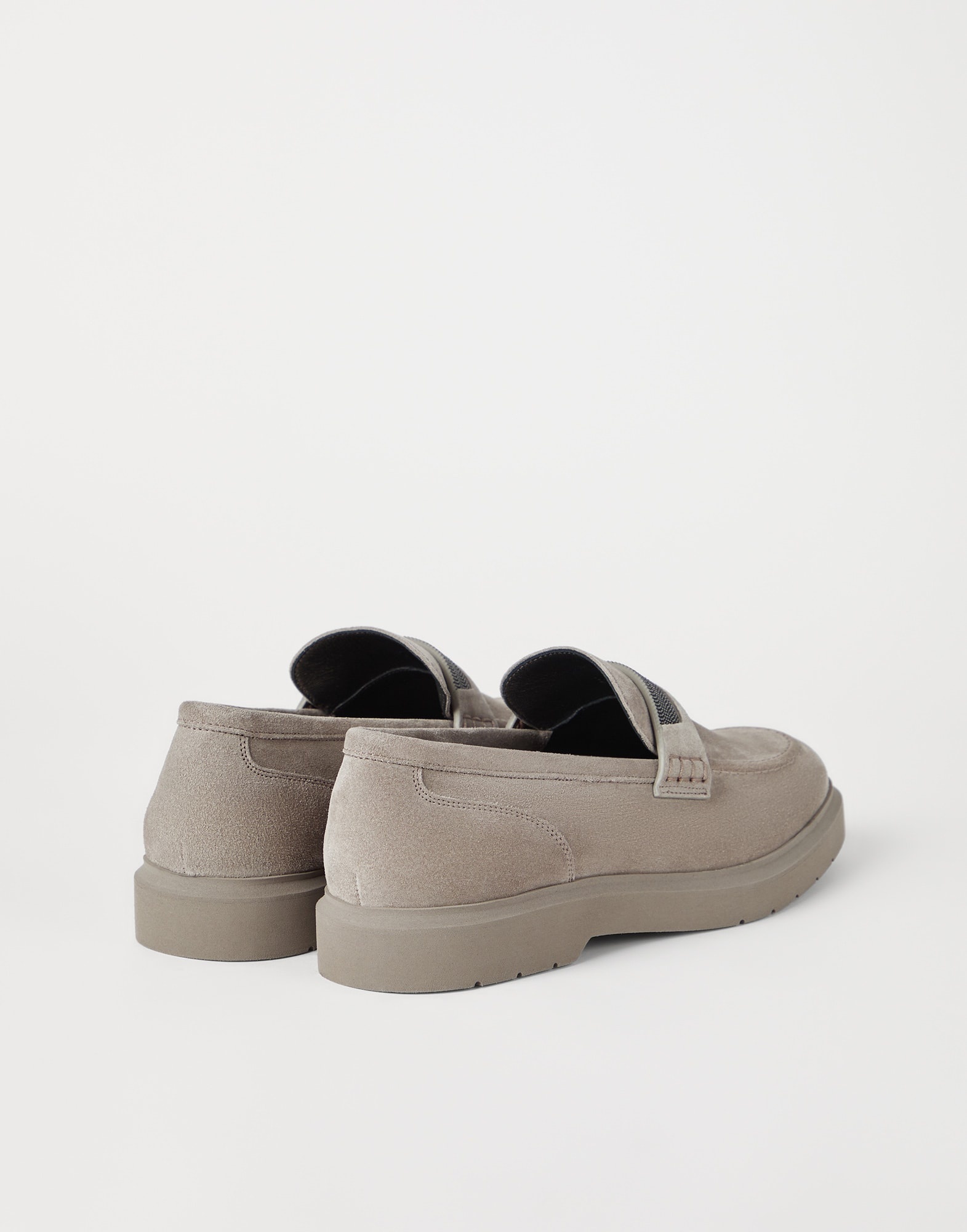 Brunello Cucinelli Suede penny loafers with monili | REVERSIBLE