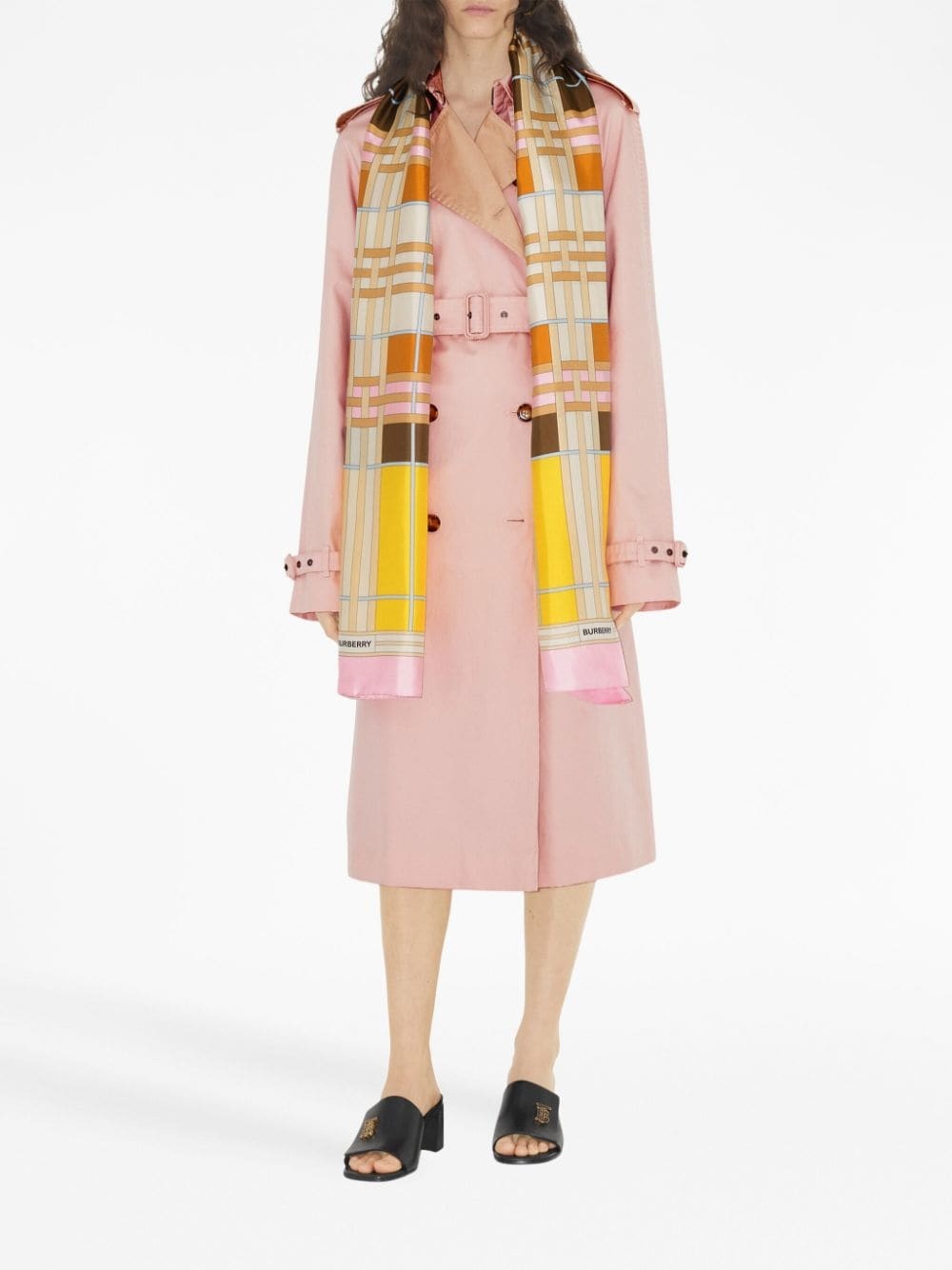 check-pattern silk scarf - 3
