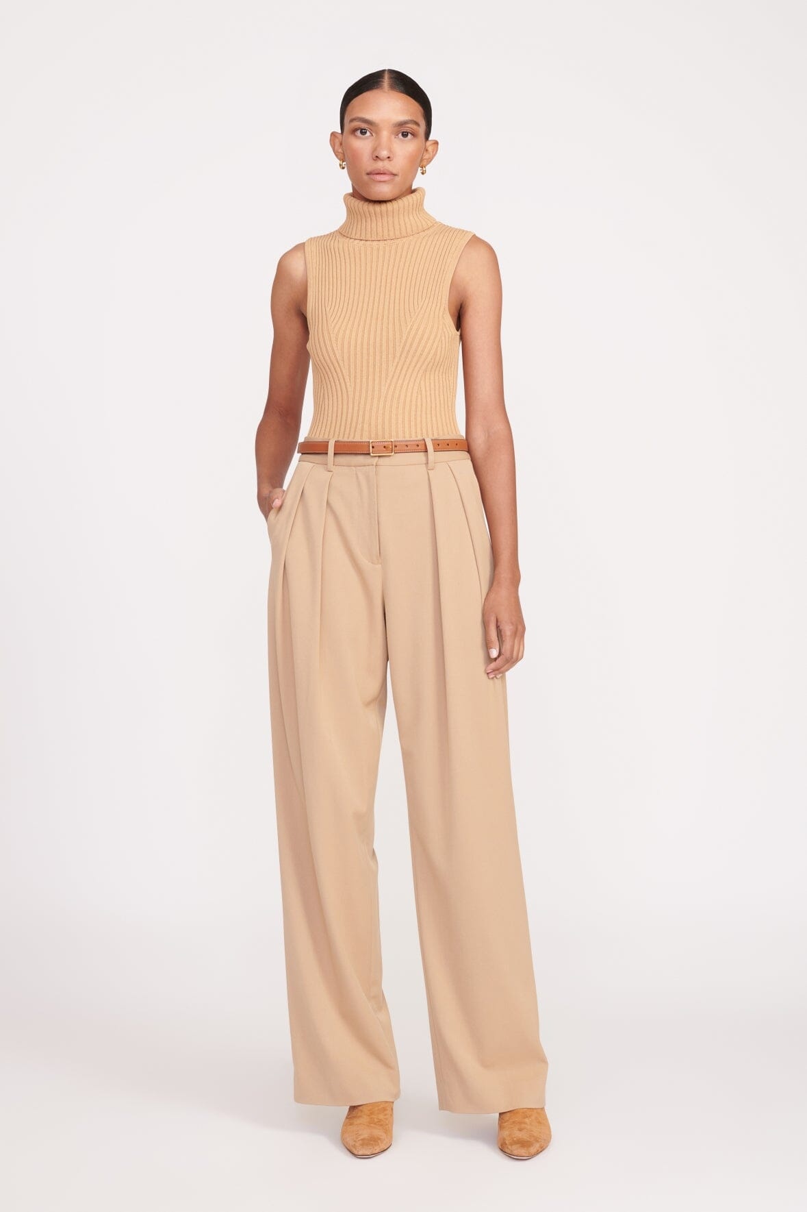 STAUD CLASSIC WIDE BELT TAN - 3