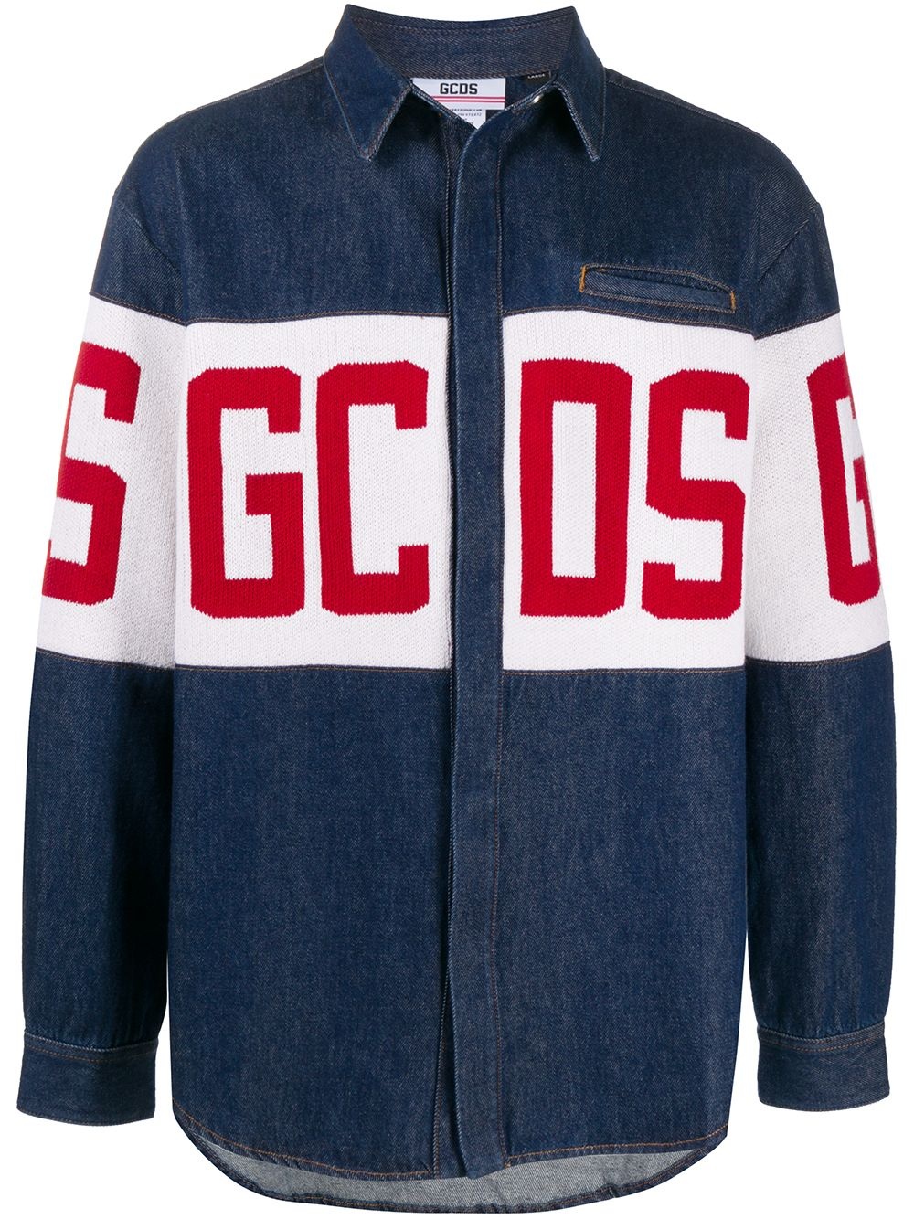 long-sleeved logo denim jacket - 1