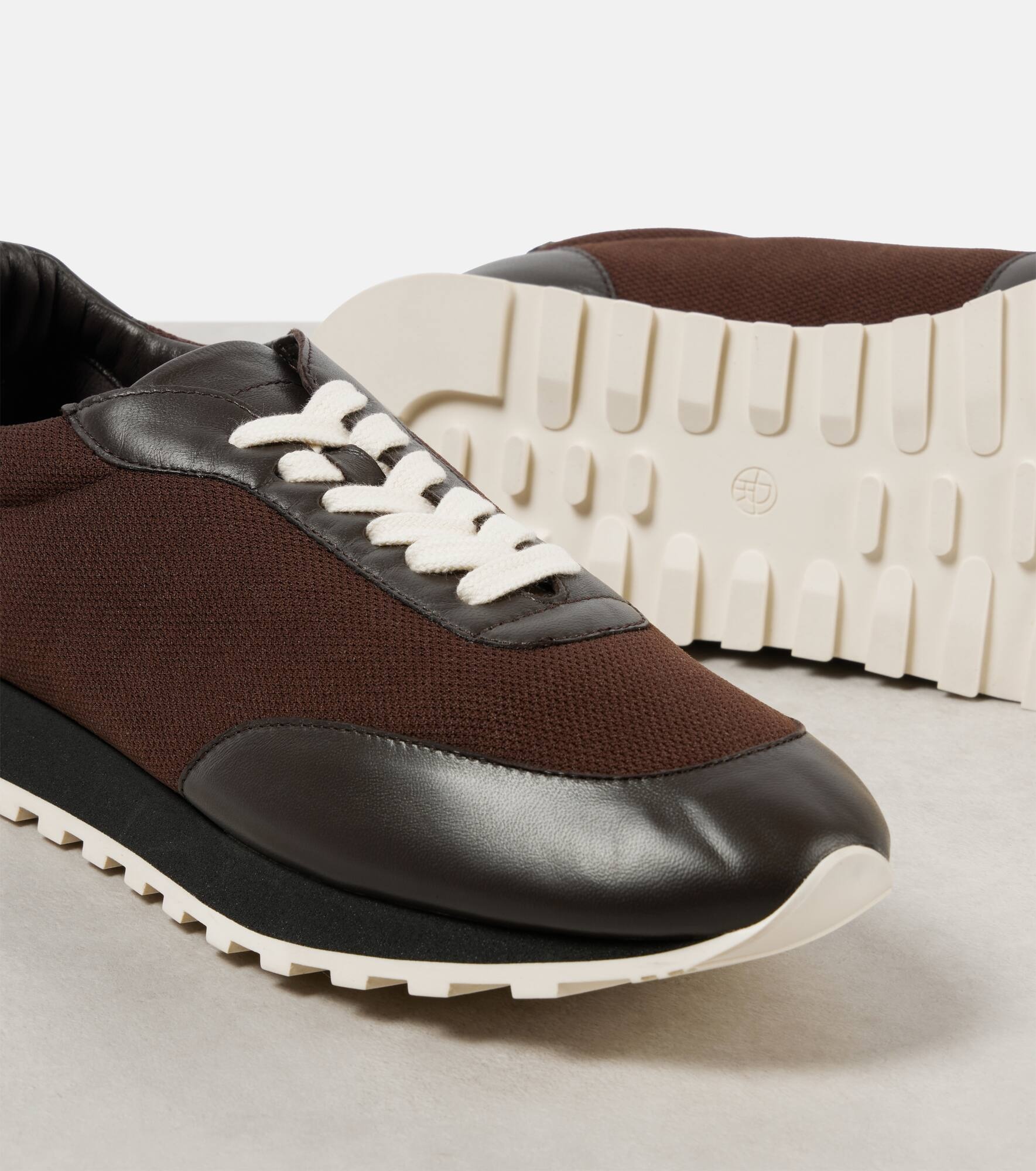 Owen leather-trimmed sneakers - 5
