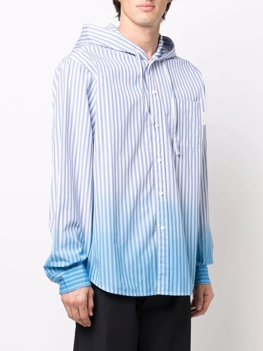 ombre striped hooded shirt - 3