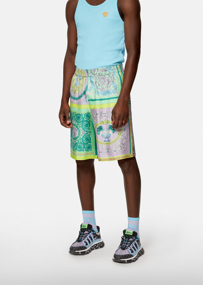 VERSACE Barocco Mosaic Print Silk Shorts outlook