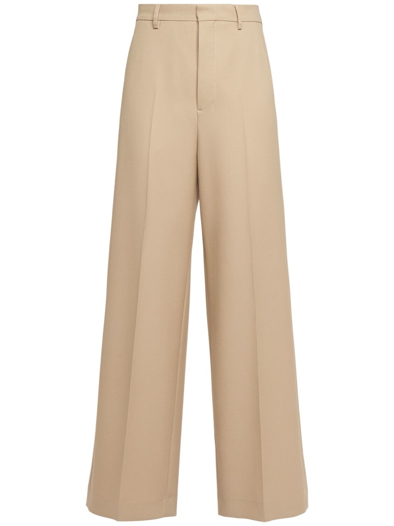 Wide wool gabardine pants - 1