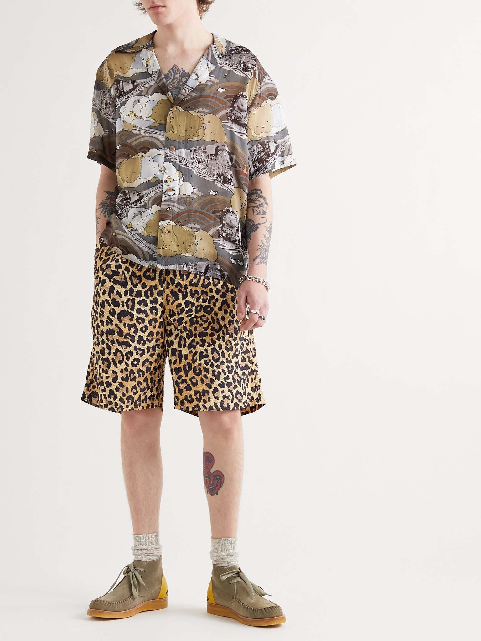 Convertible-Collar Printed Voile Shirt - 2