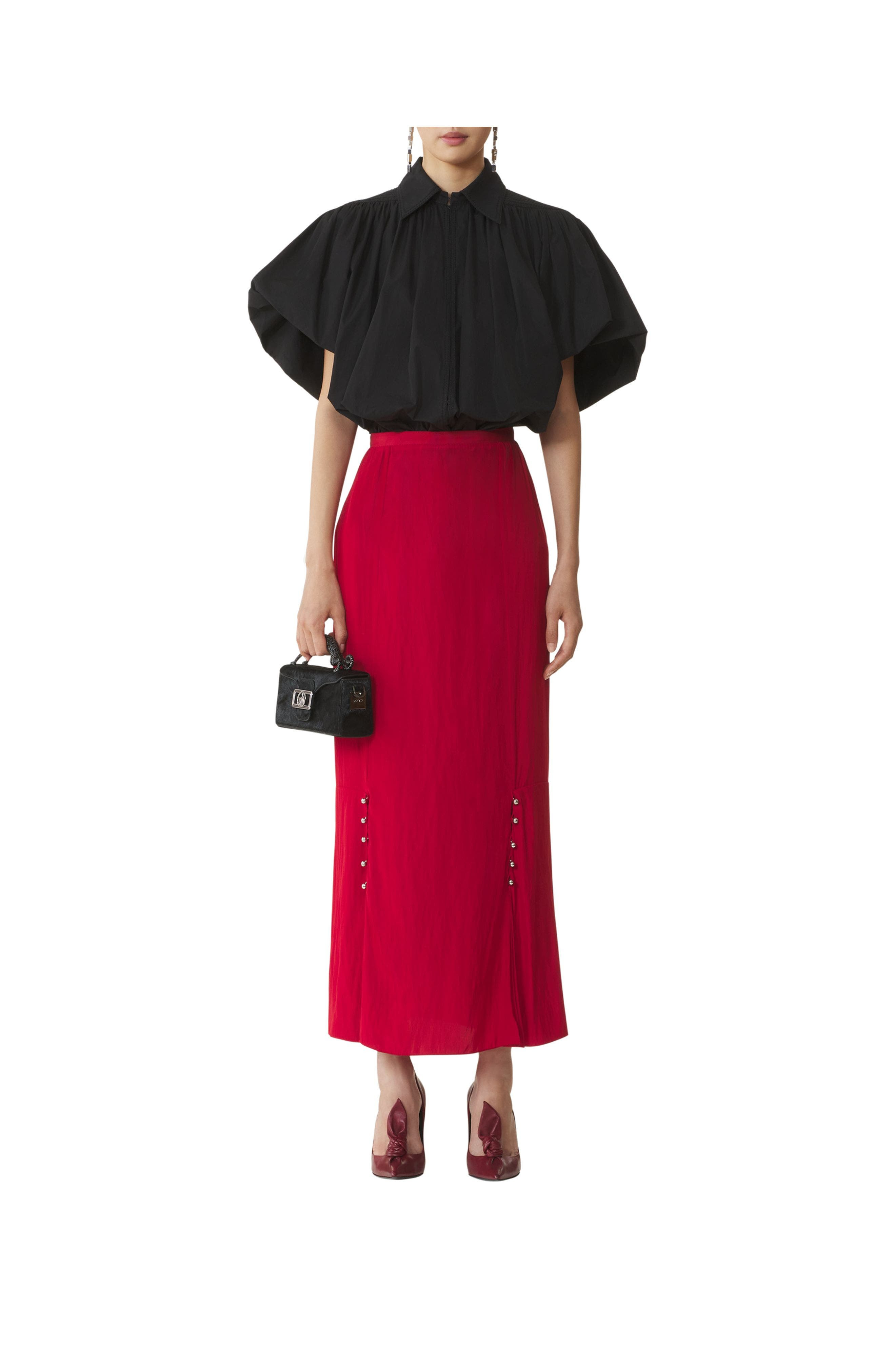 Lanvin Midi Skirt In Charmeuse in Red Anemone at Nordstrom - 2