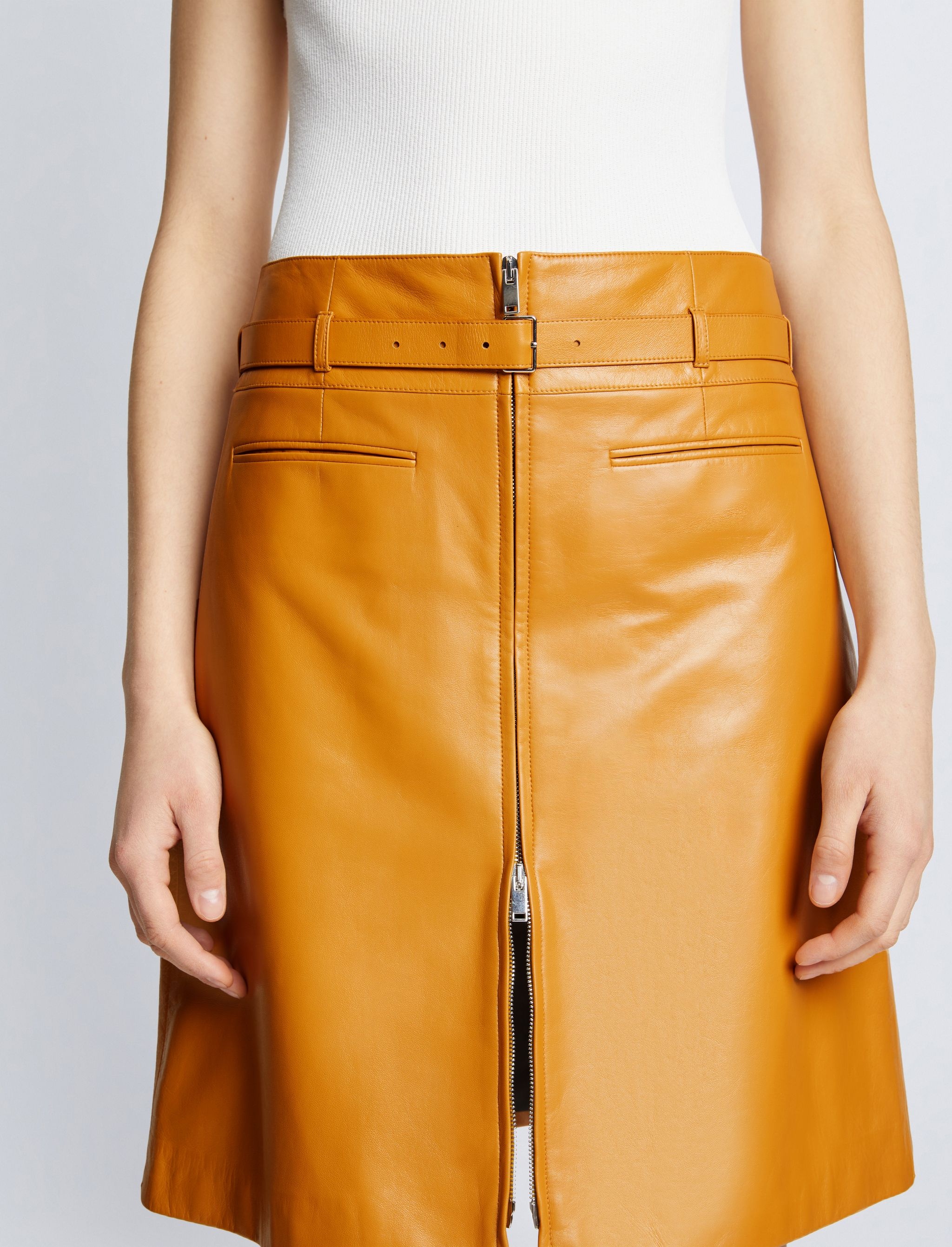 Glossy Leather Skirt - 5