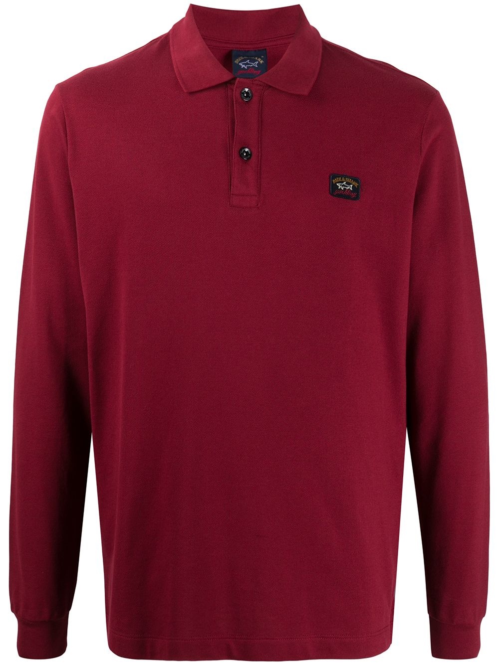 logo-patch long sleeved polo shirt - 1