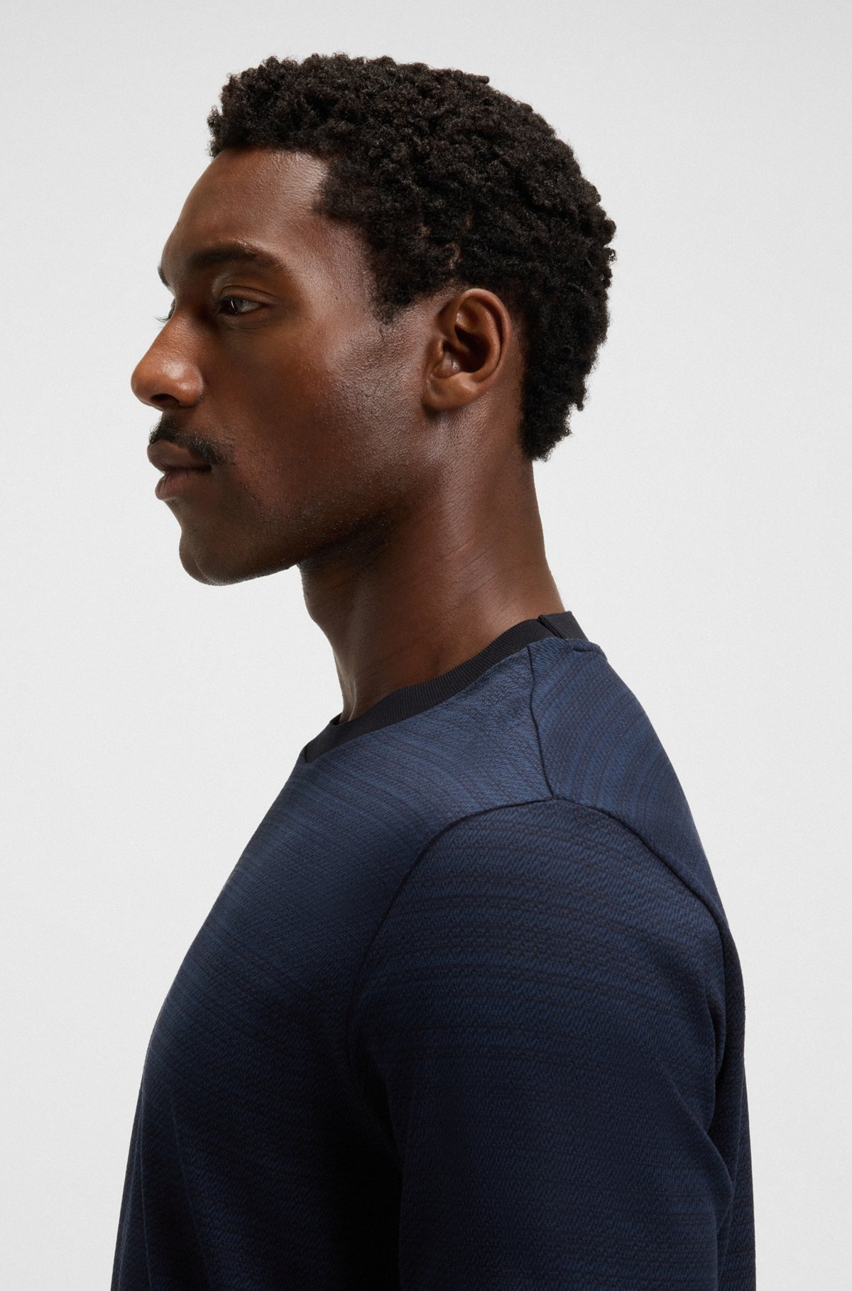 MERCERIZED-COTTON T-SHIRT WITH GRID PATTERN - 3