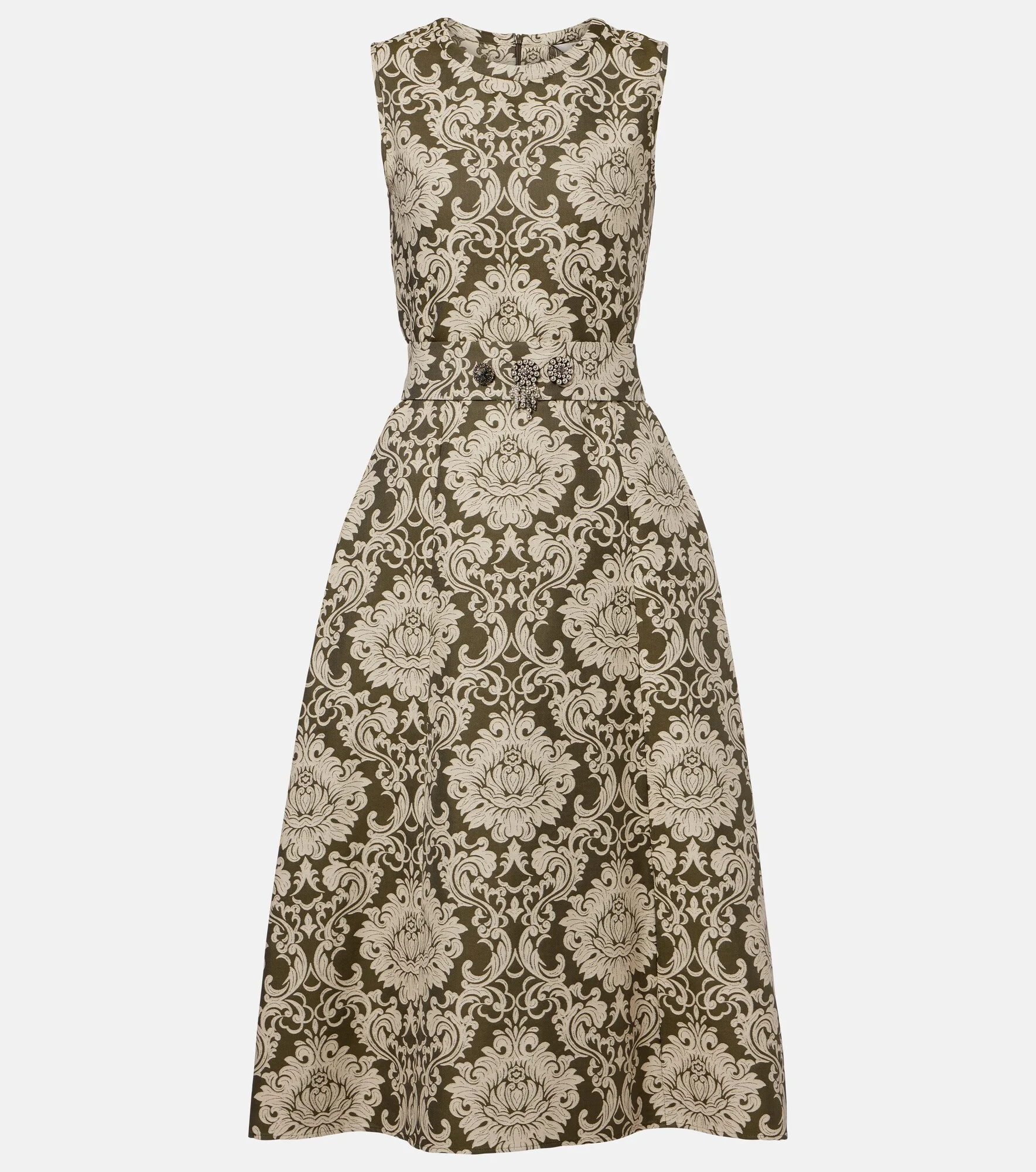 Embellished cotton-blend jacquard midi dress - 1