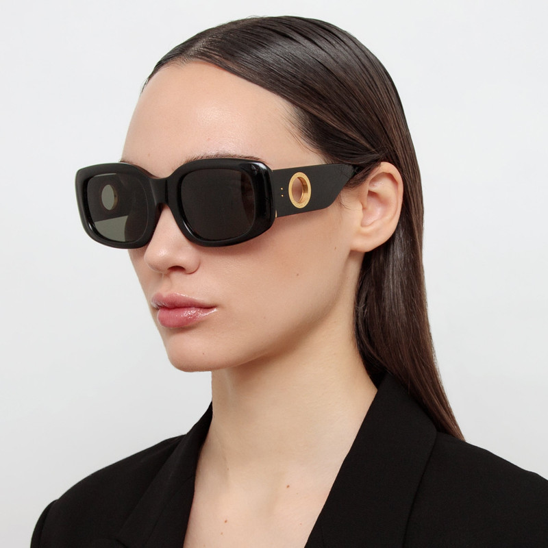 LINDA FARROW Celeste Oversize Sunglasses in Black outlook