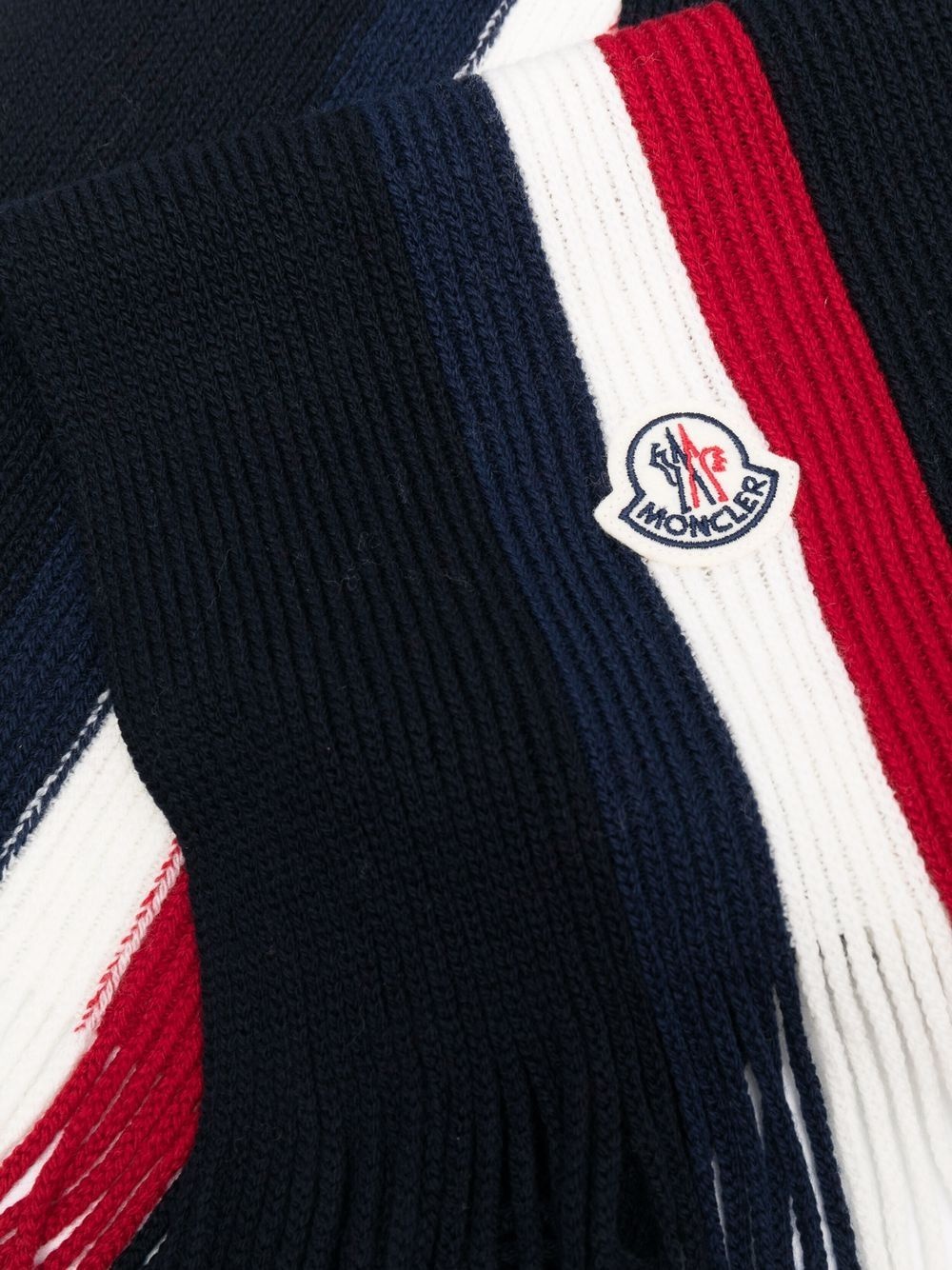 logo-patch knitted scarf - 3