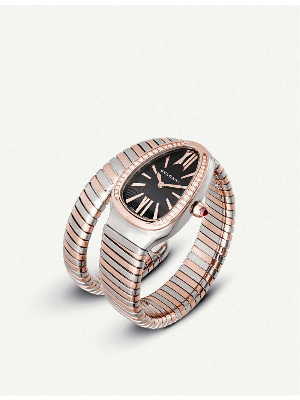 Serpenti 18ct pink-gold and stainless steel watch - 5
