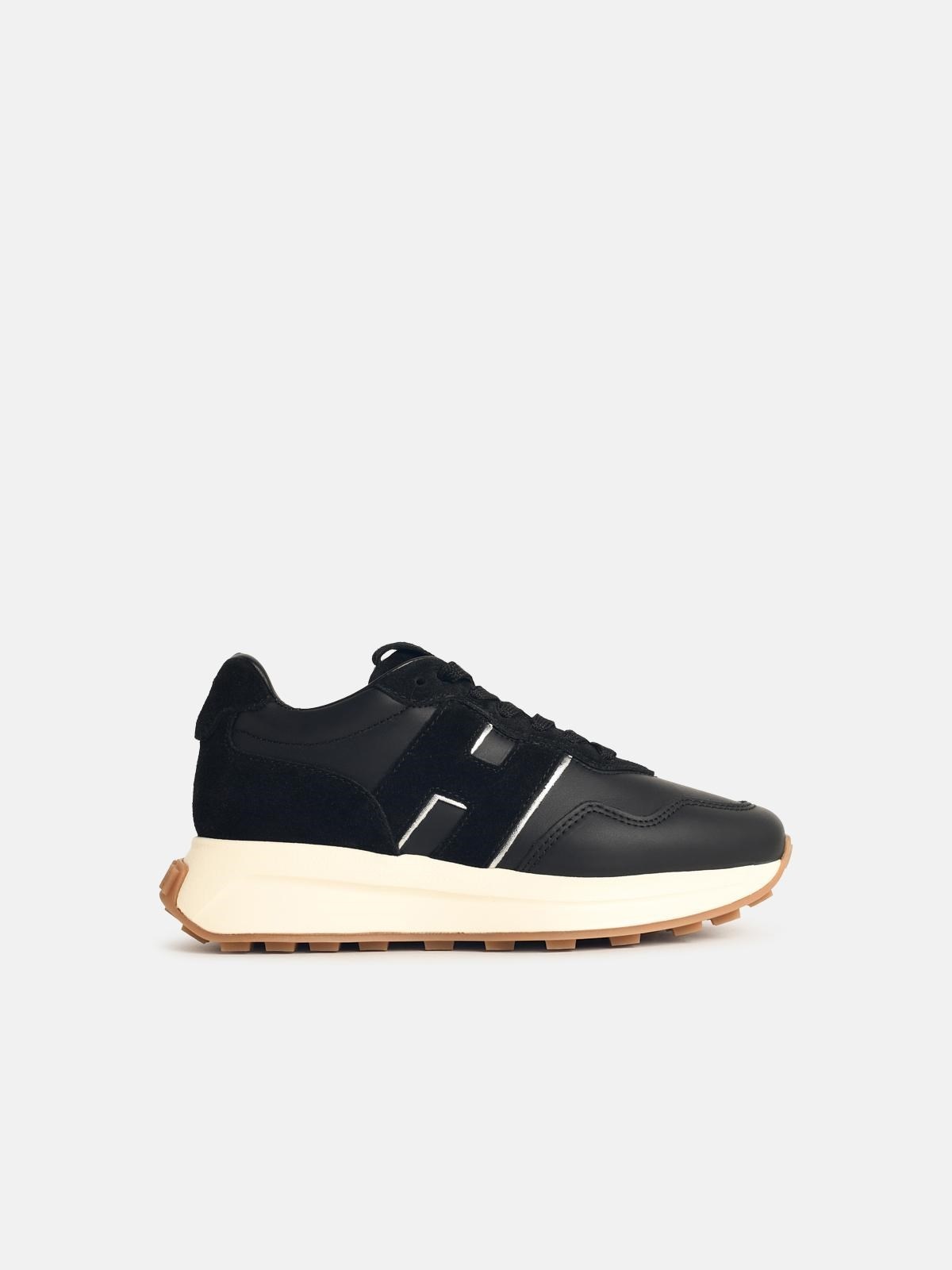 'H641' BLACK LEATHER SNEAKERS - 1