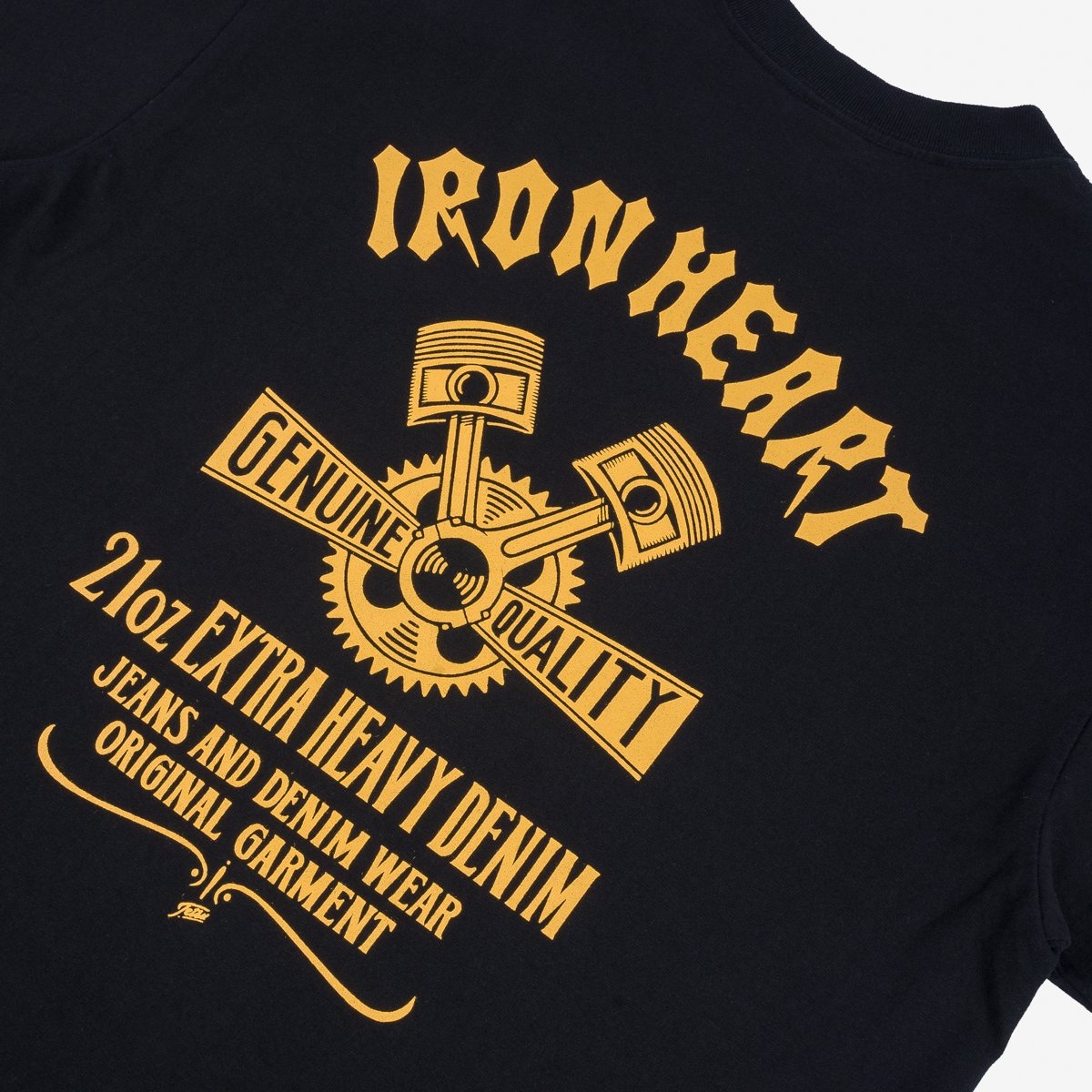 IHT-2403-BLK 7.5oz Printed Loopwheel Crew Neck T-Shirt - Black - 6