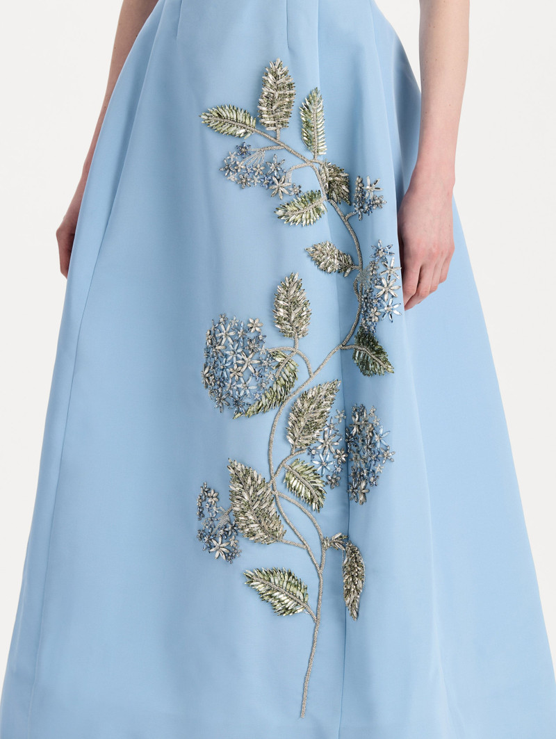 CRYSTAL FLOWER EMBROIDERED FAILLE DRESS 5