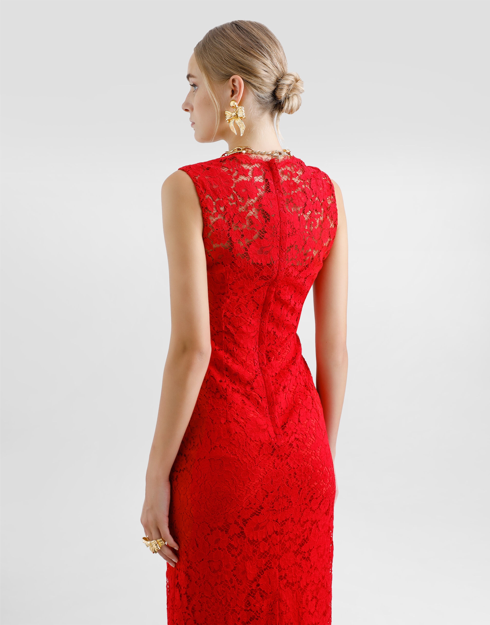 Calf-length sheath dress in floral cordonetto lace - 6