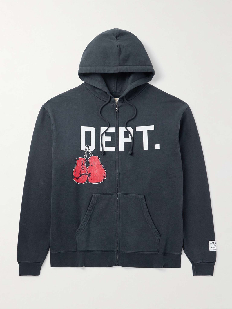 Appliquéd Logo-Print Cotton-Jersey Zip-Up Hoodie - 1