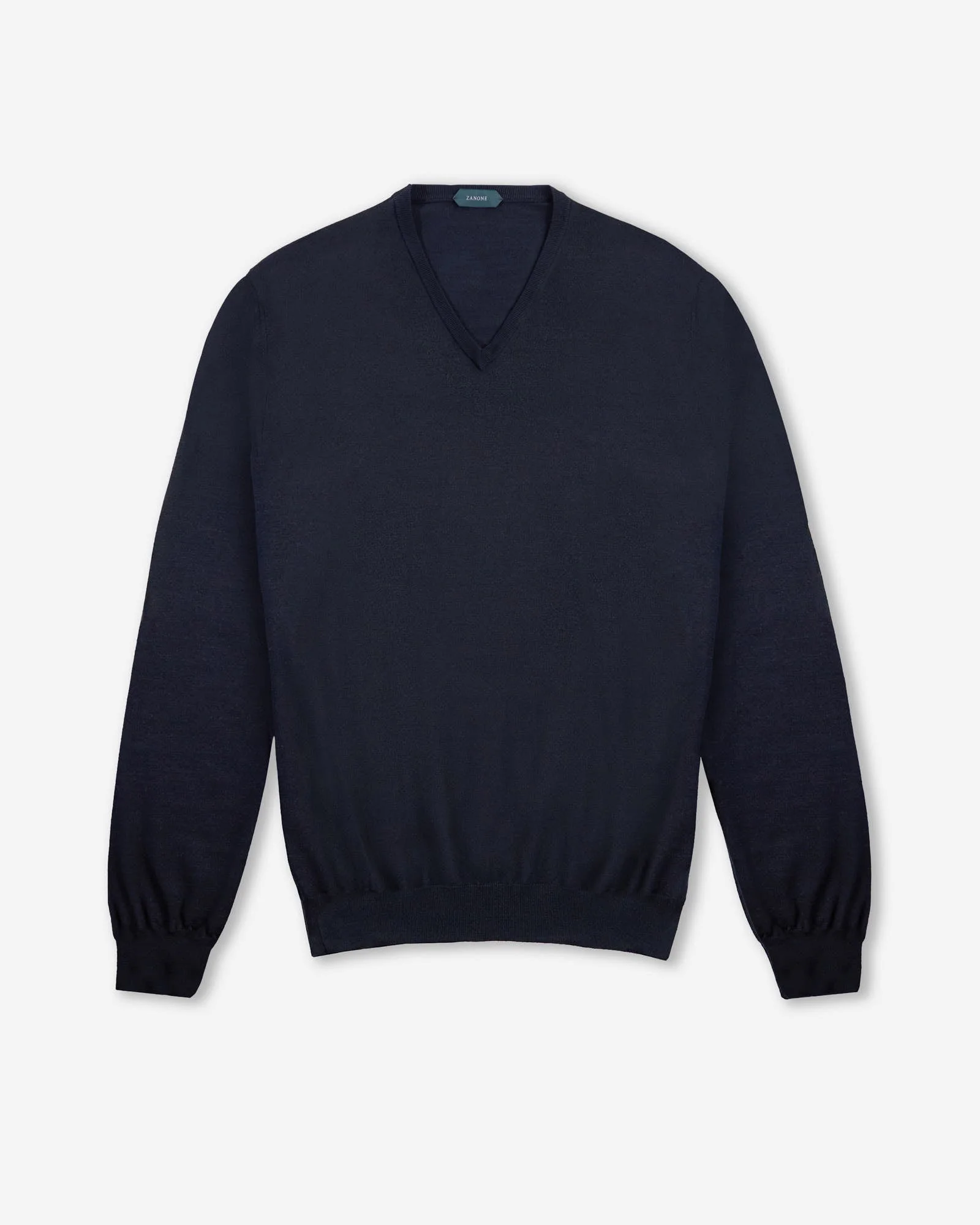 Slim-fit V-neck sweater in certified Flexwool - 1